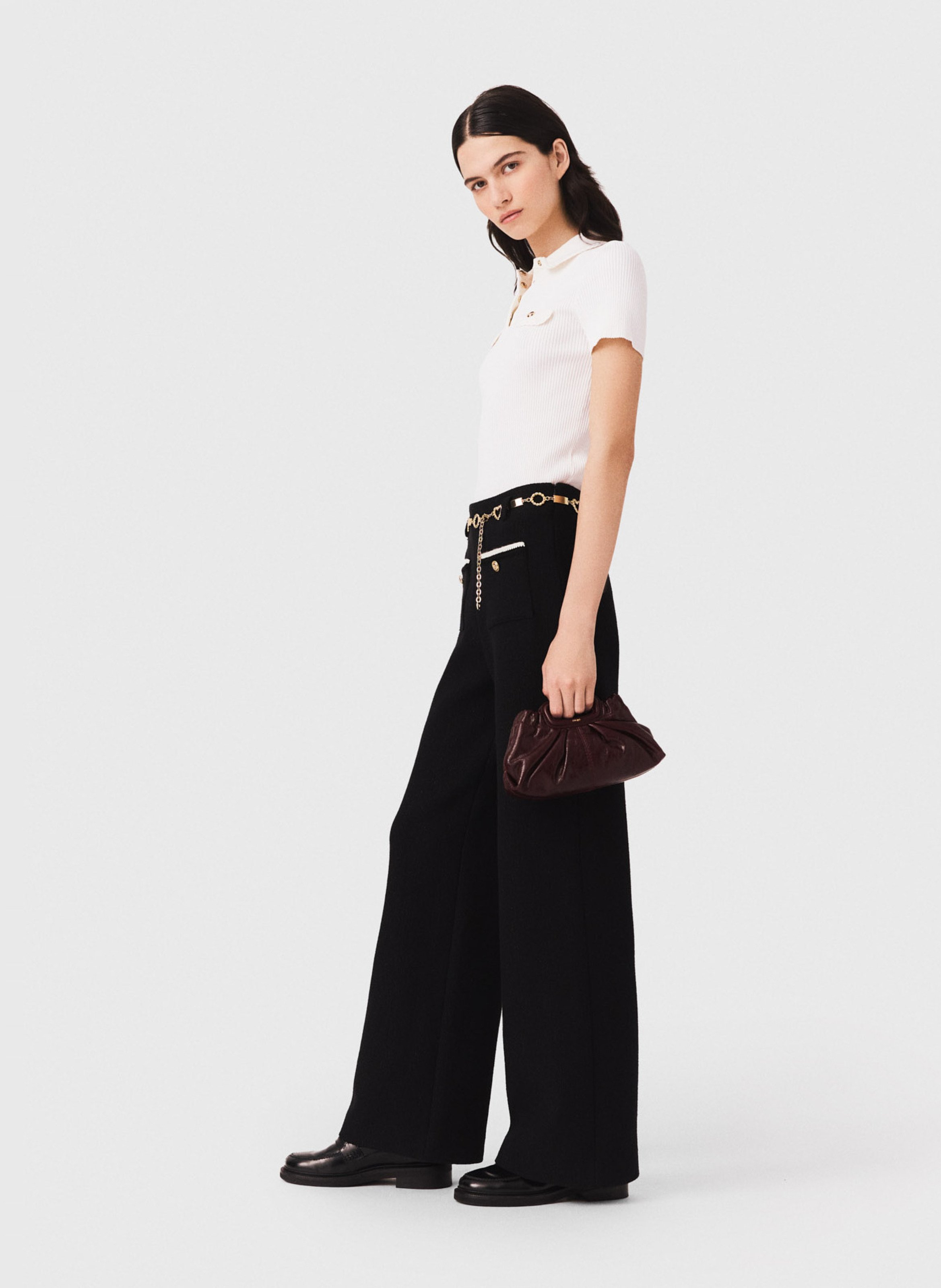 Pantalon taille haute large MAJE Noir
