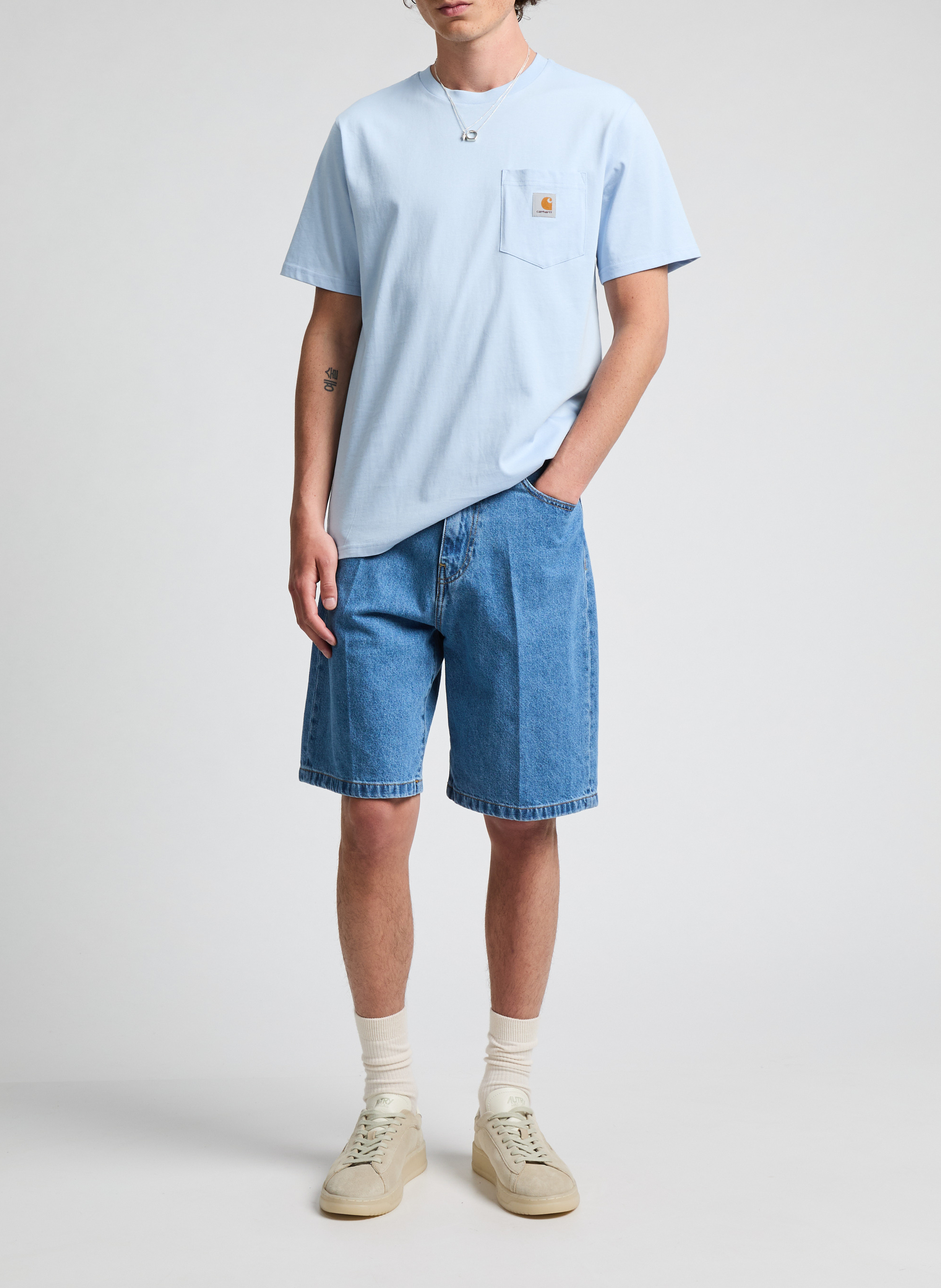 Wide-leg denim shorts CARHARTT WIP Blue