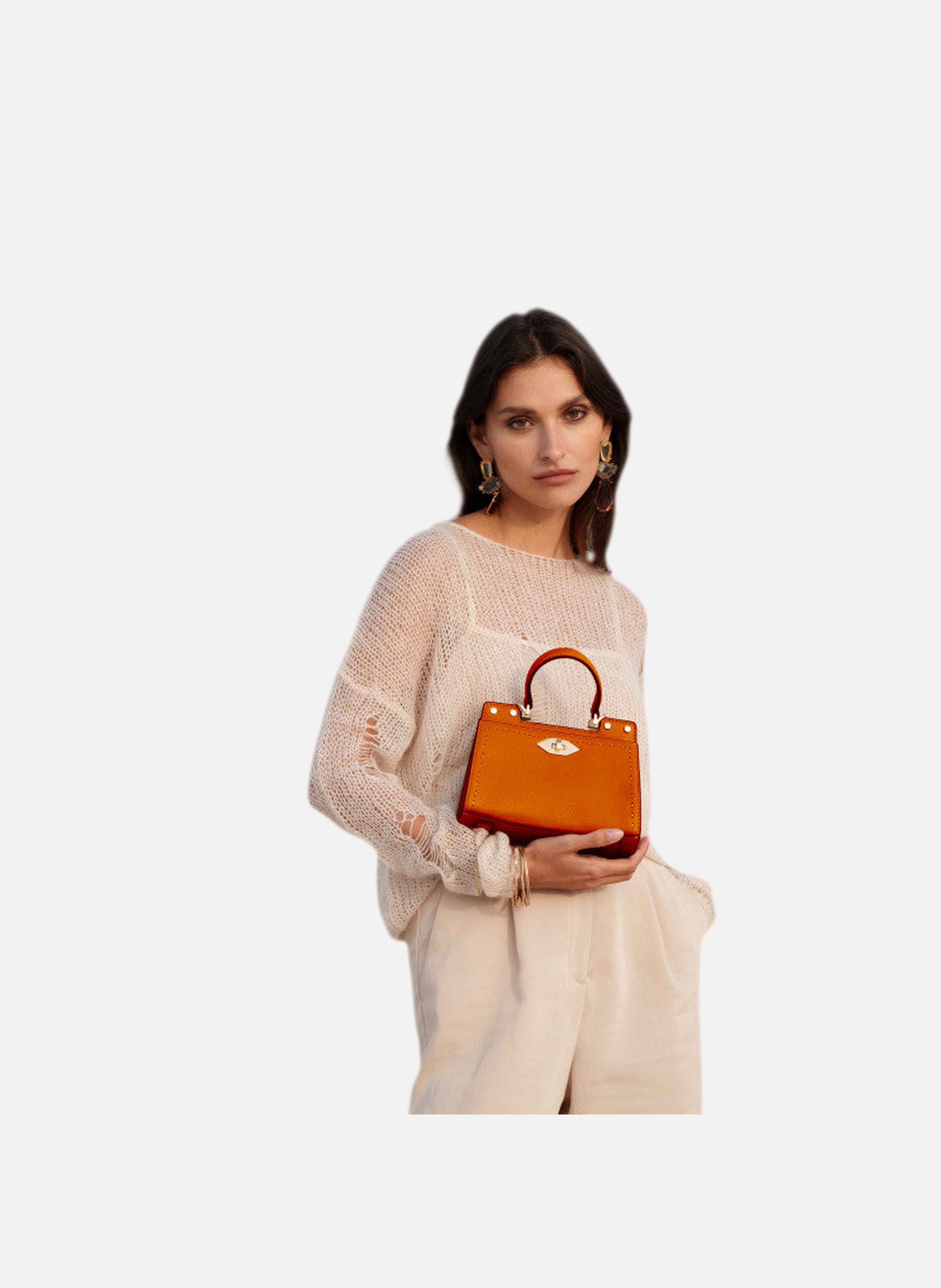 Trianon | sac à main micro en cuir de vachette POURCHET Orange