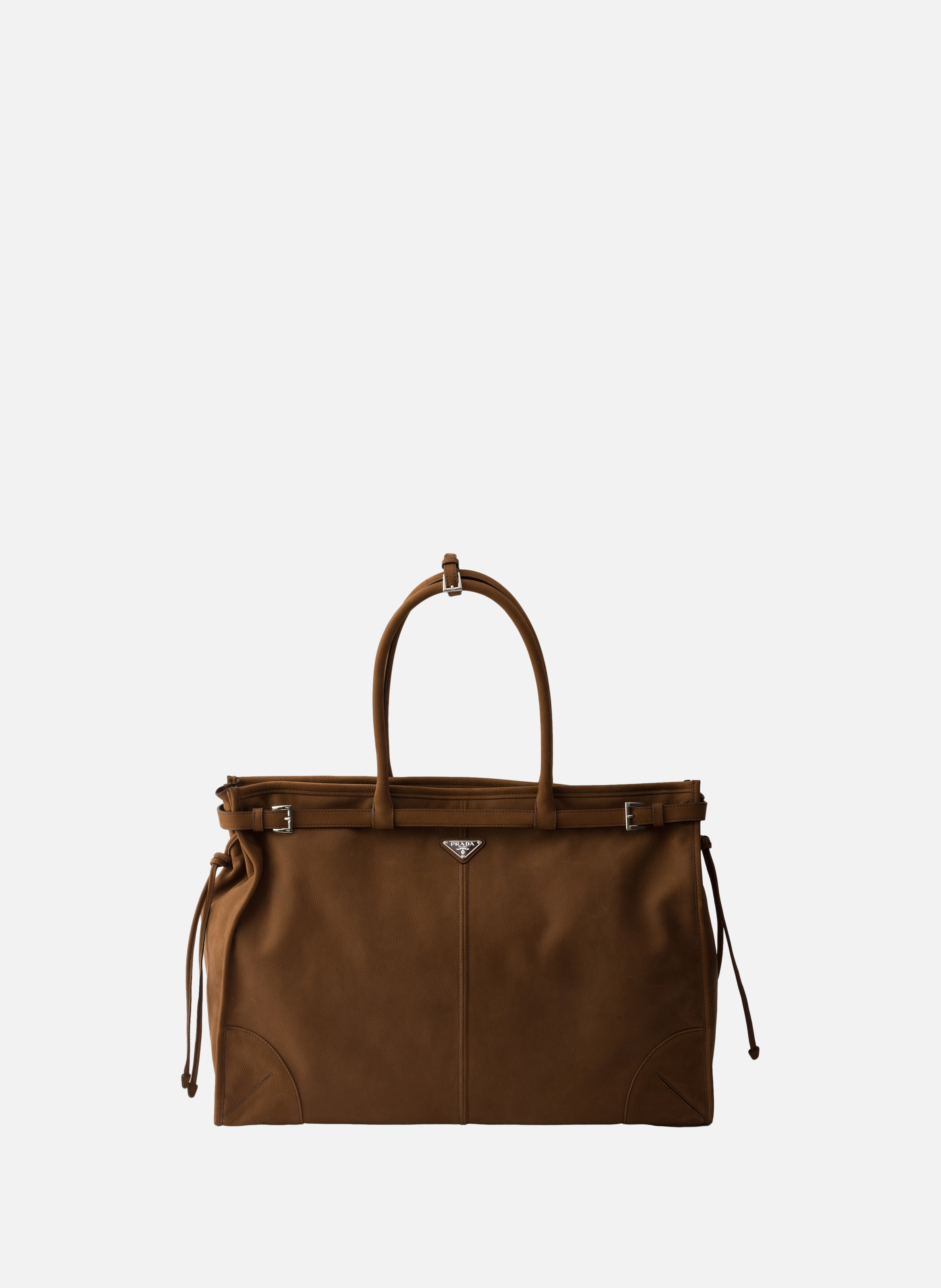 Cabas prada bonnie en cuir nubuck PRADA Marron
