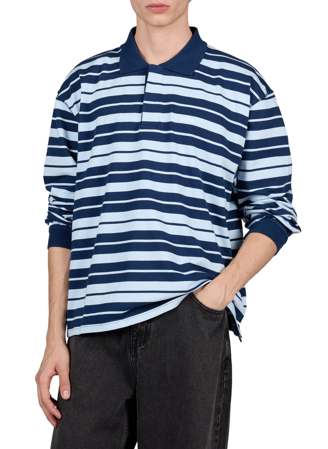 Striped cotton polo shirt ARTE ANTWERP Blue