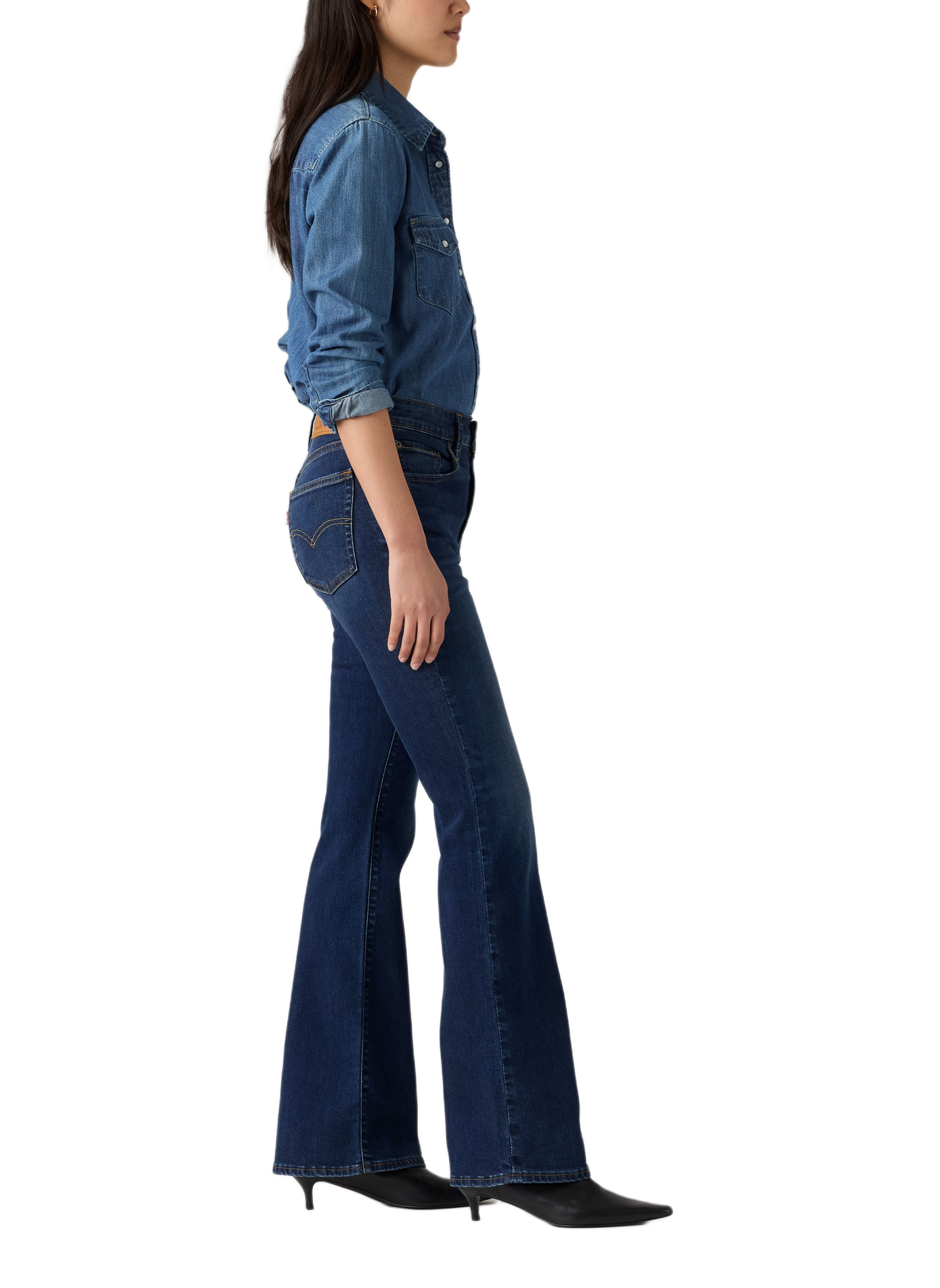 Wijd uitlopende jeans met hoge taille in een katoenmix 726 LEVI'S Blauw