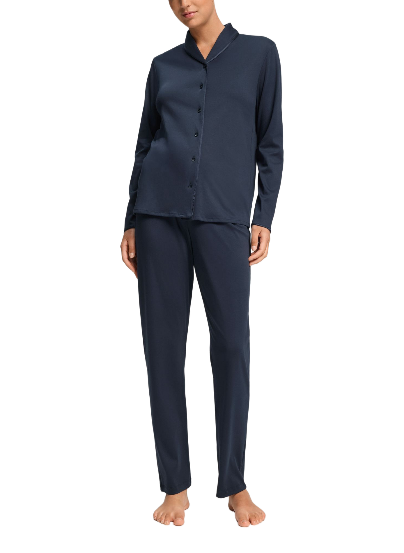 Langes Pyjama-Set aus Baumwolle HANRO Blau