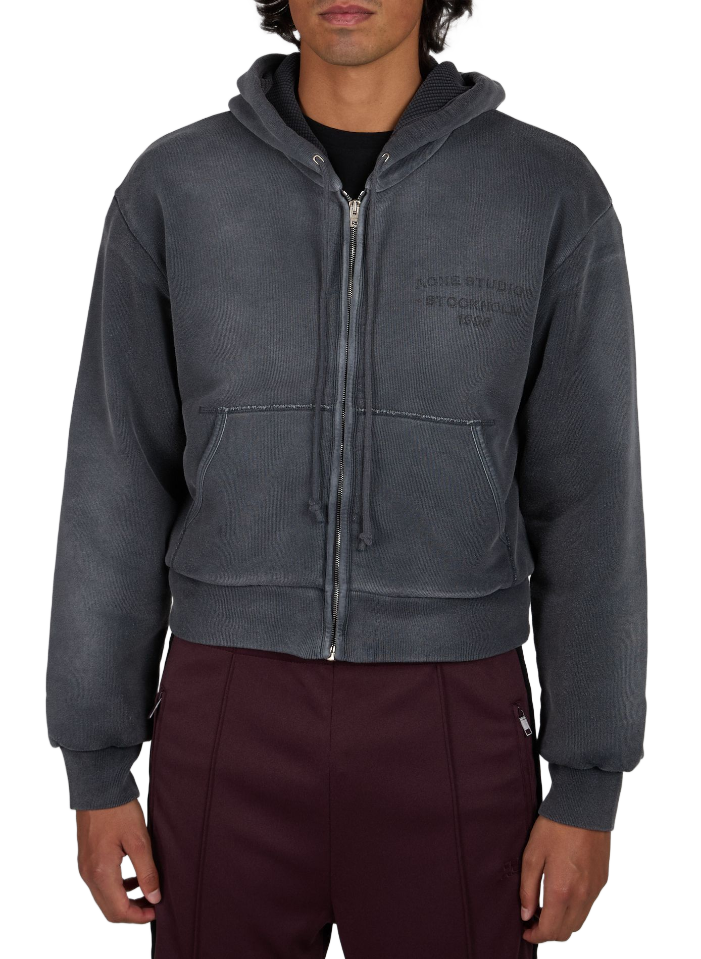 Sweatshirt droit zippé en coton ACNE STUDIOS Noir