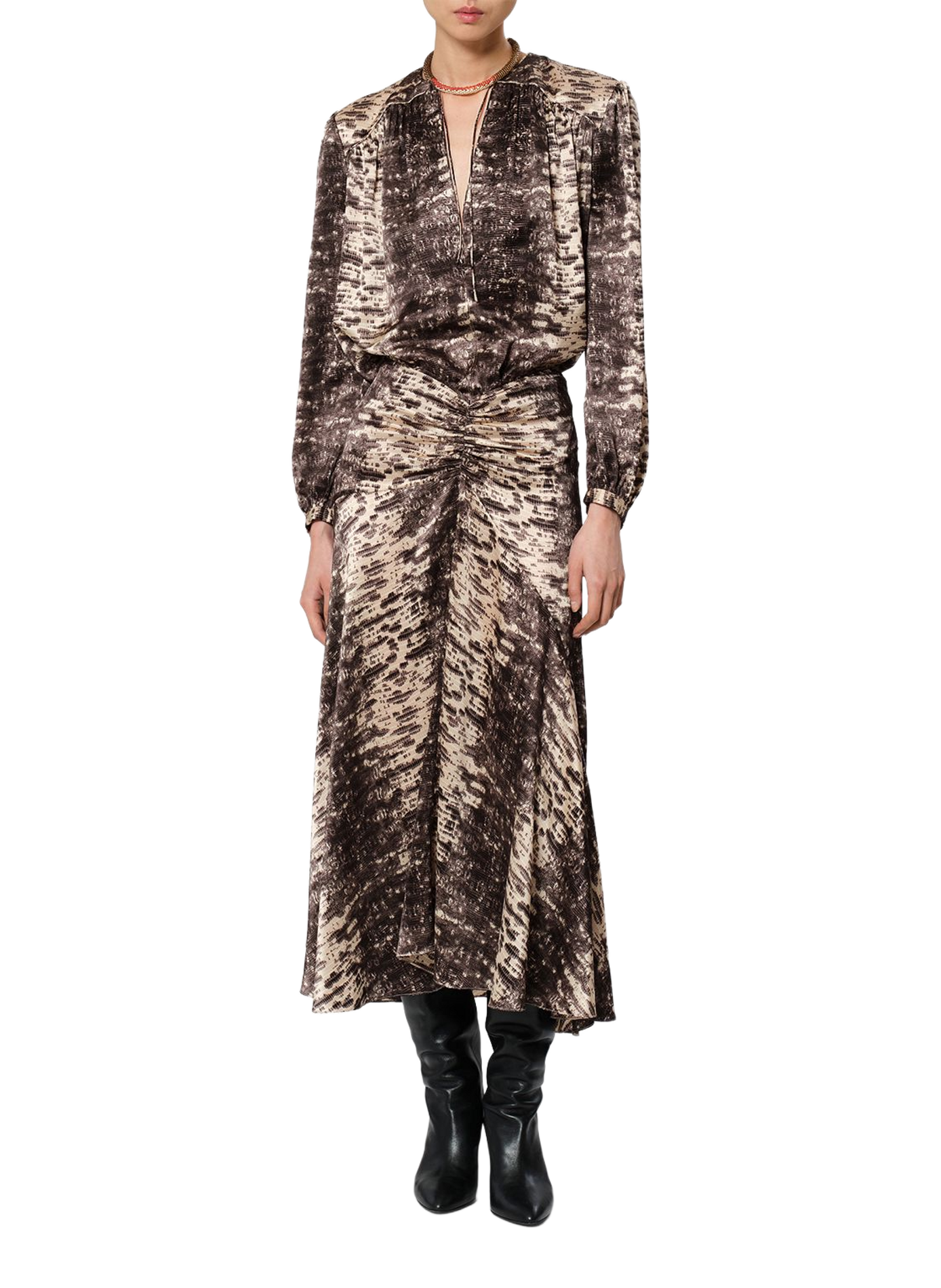LAREN printed silk satin skirt ISABEL MARANT Beige