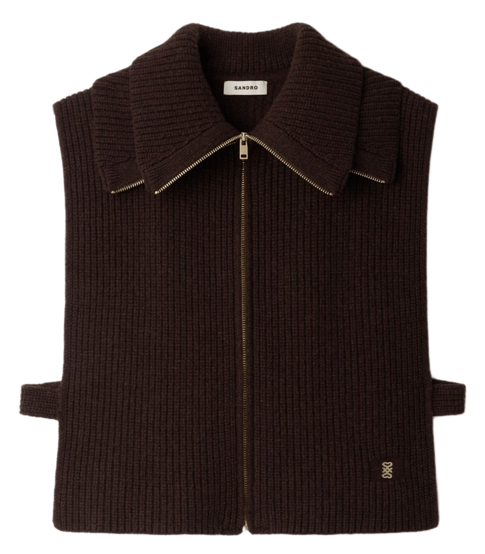 Gilet droit en laine SANDRO Marron