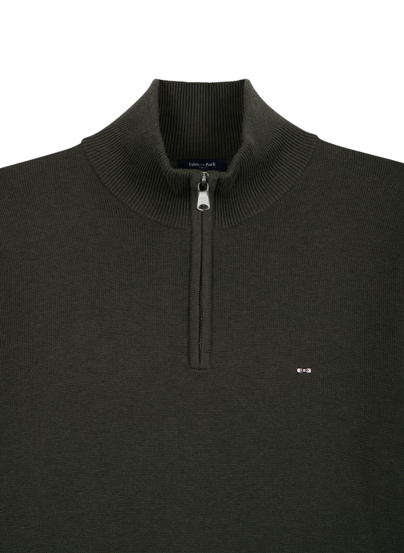 Zip-Up High-Neck Sweater in Wool Blend | Khaki EDEN PARK Men