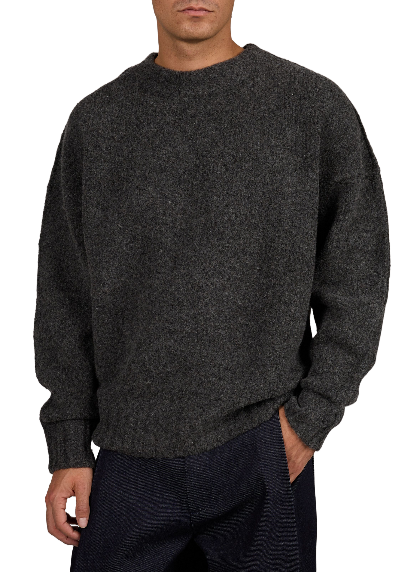 Oversized round neck sweater in blended wool SEVENTH Grey