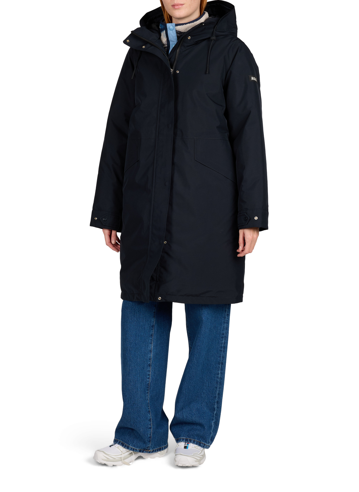Parka droite col montant à capuche AIGLE Noir