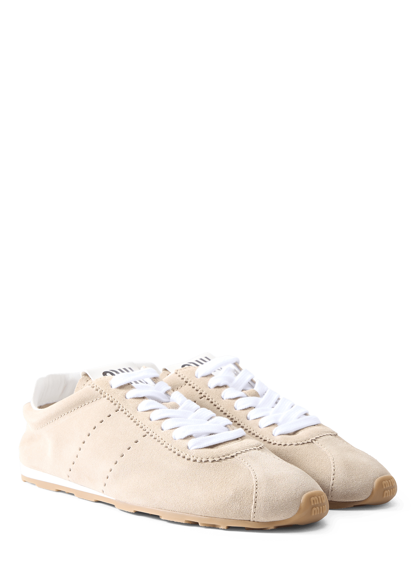 Baskets Plume en cuir de veau suédé MIU MIU Beige