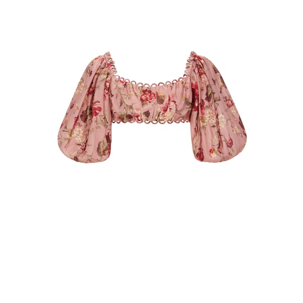 Crop Top Cassia imprimé fleuri en lin