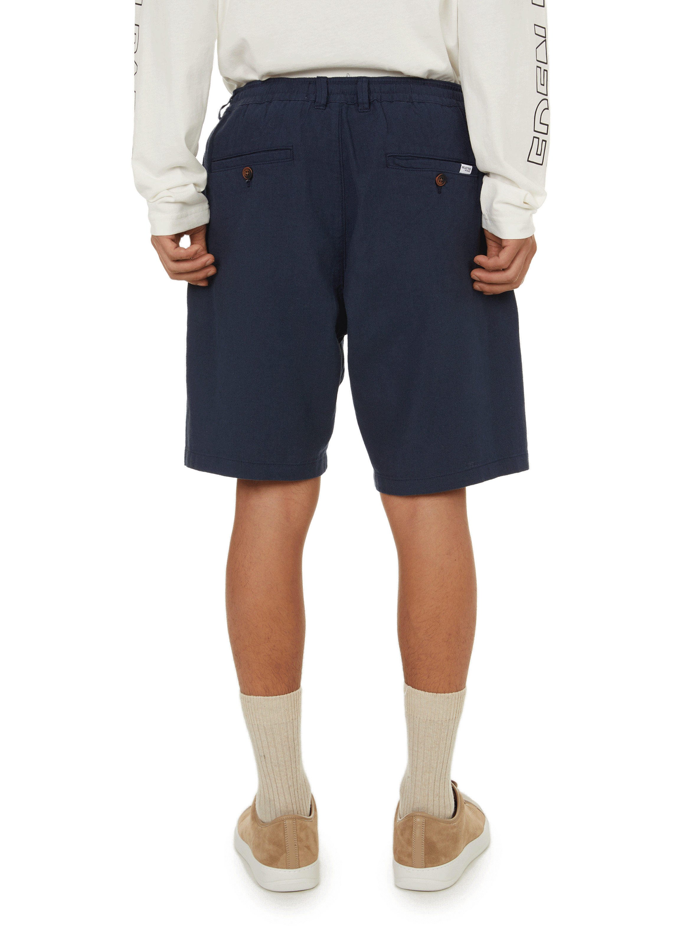 Cotton and linen shorts  SELECTED Black