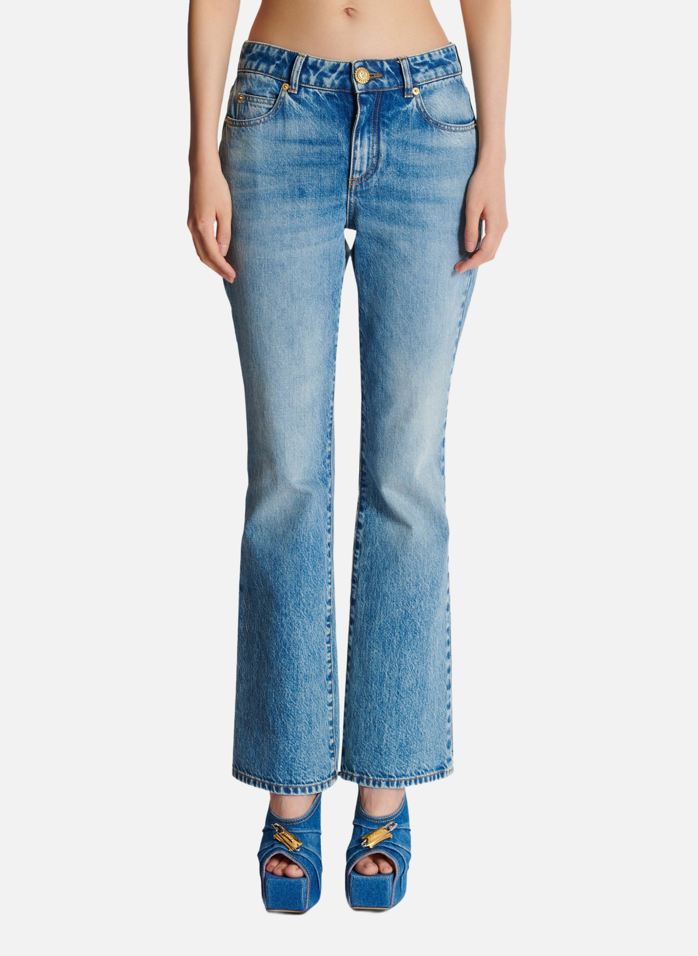 Jean flare en denim BALMAIN Bleu