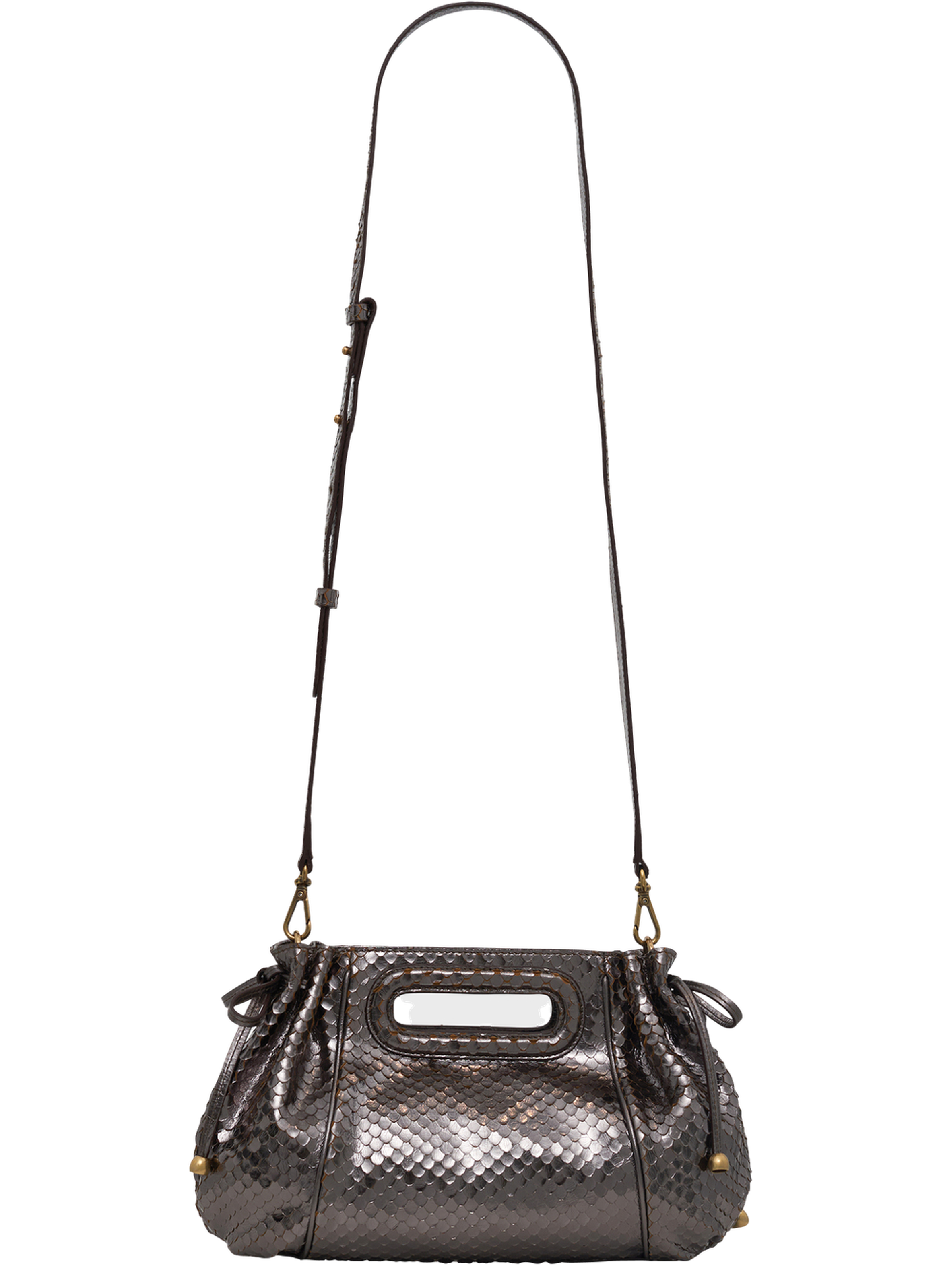 Sac à main en cuir métallisé effet python - mini dany GERARD DAREL Gris