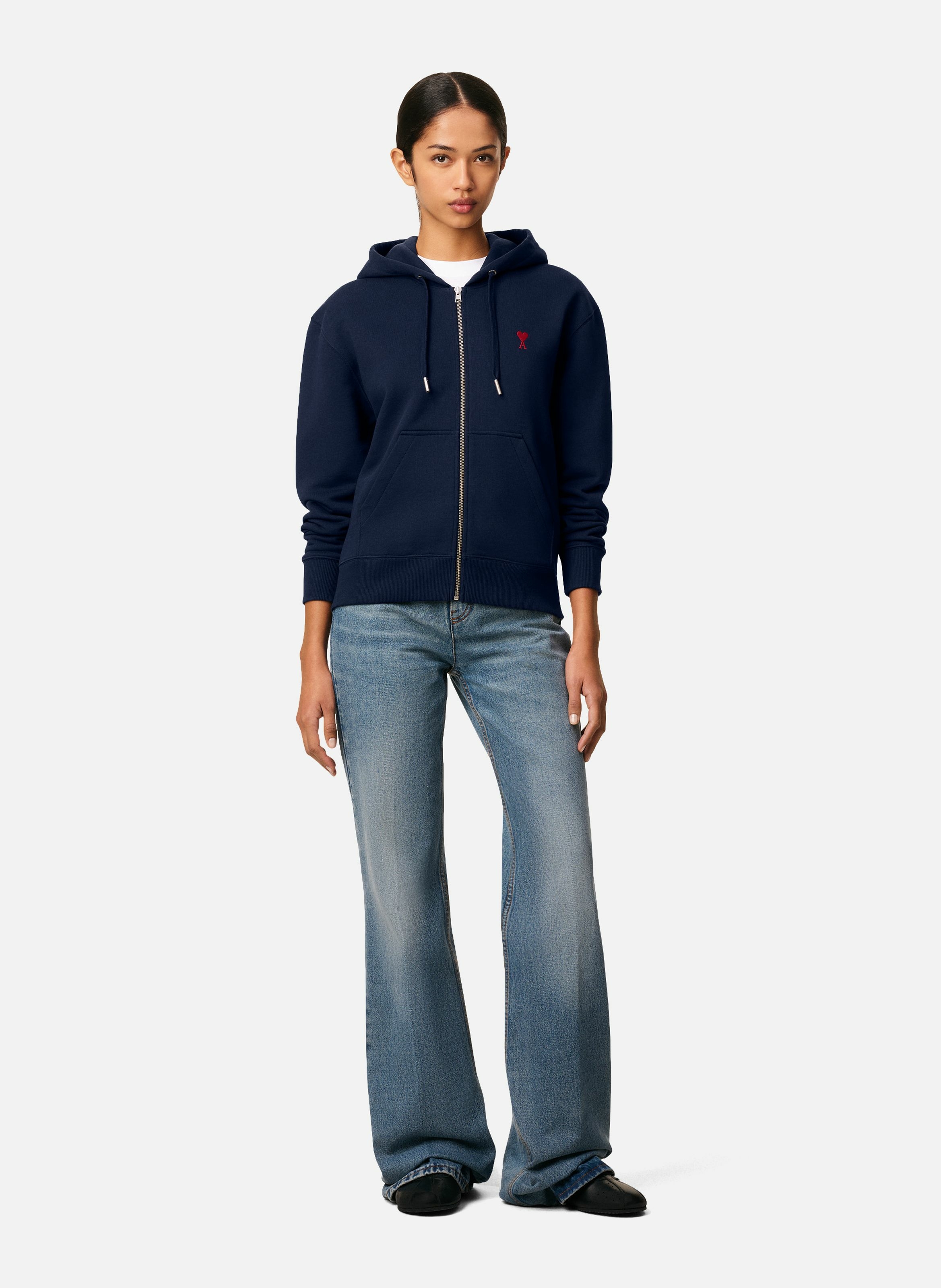 Hoodie zippé ami de coeur rouge unisexe AMI PARIS Bleu