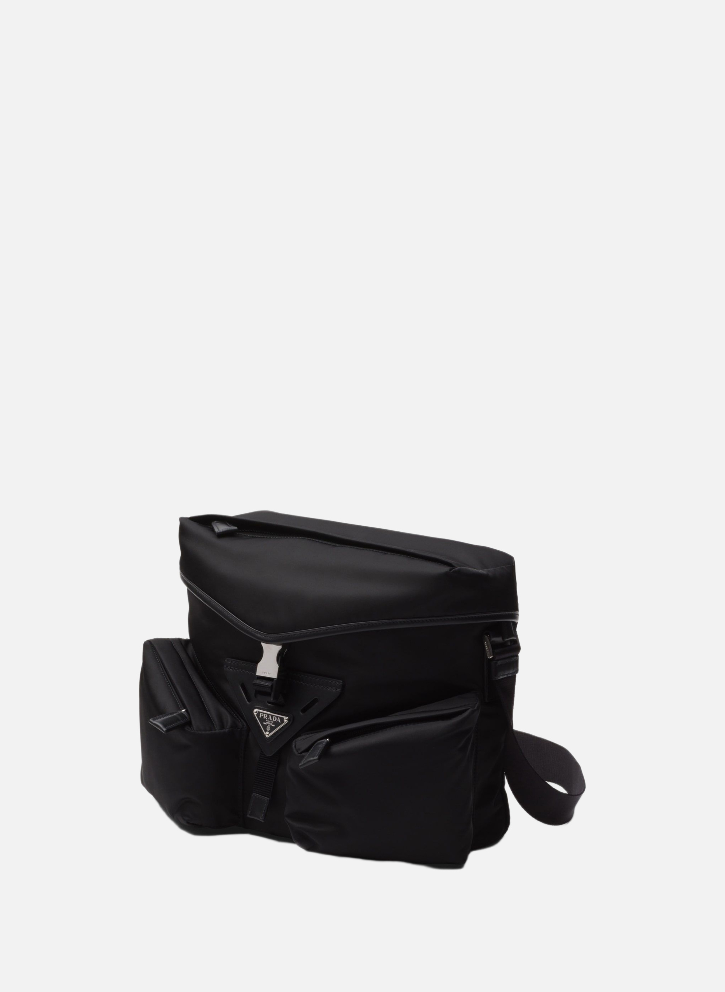 Sac porté épaule en re-nylon et cuir PRADA Noir