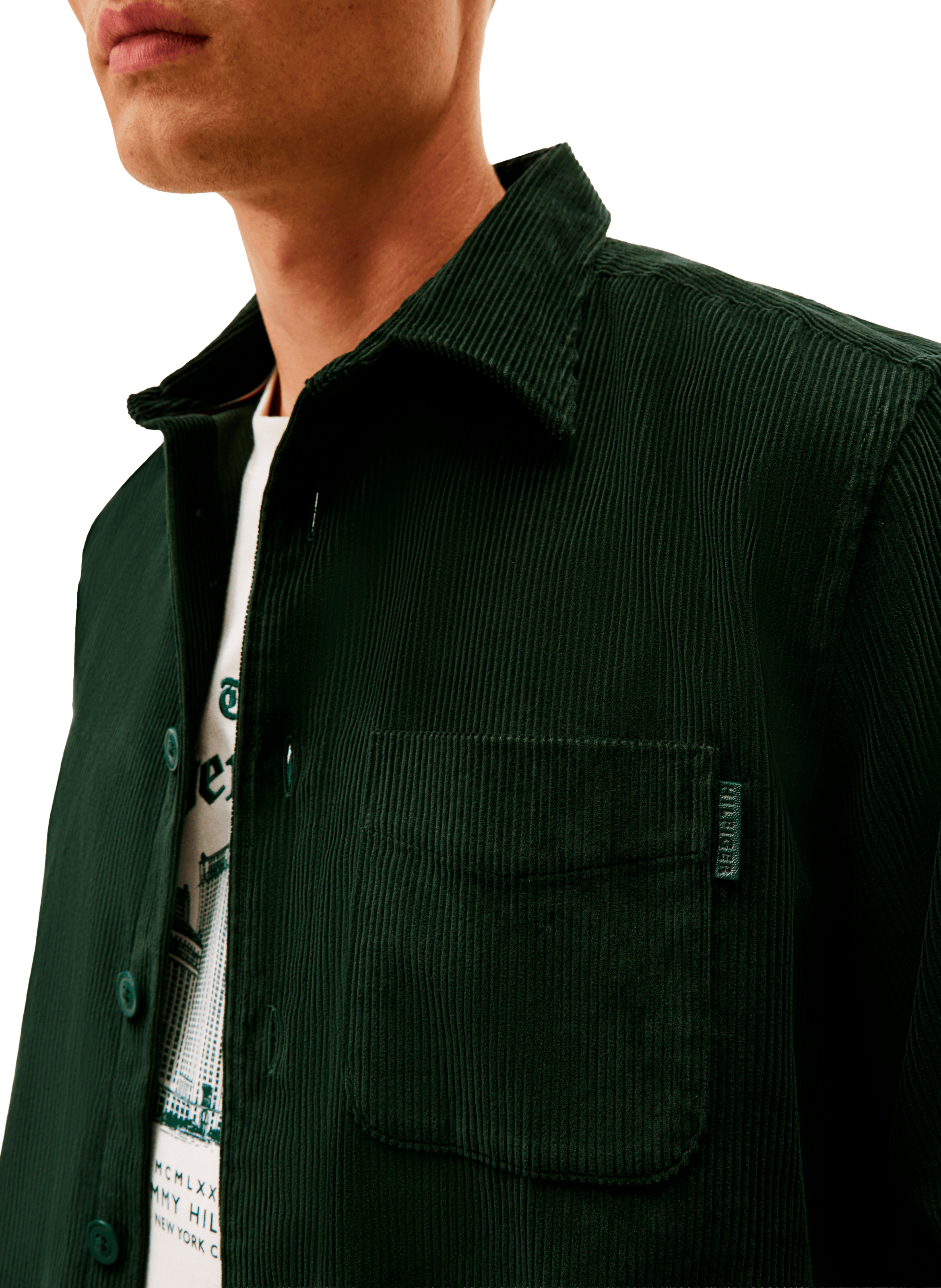 Chemise col classique manches contrastantes en coton TOMMY HILFIGER Green