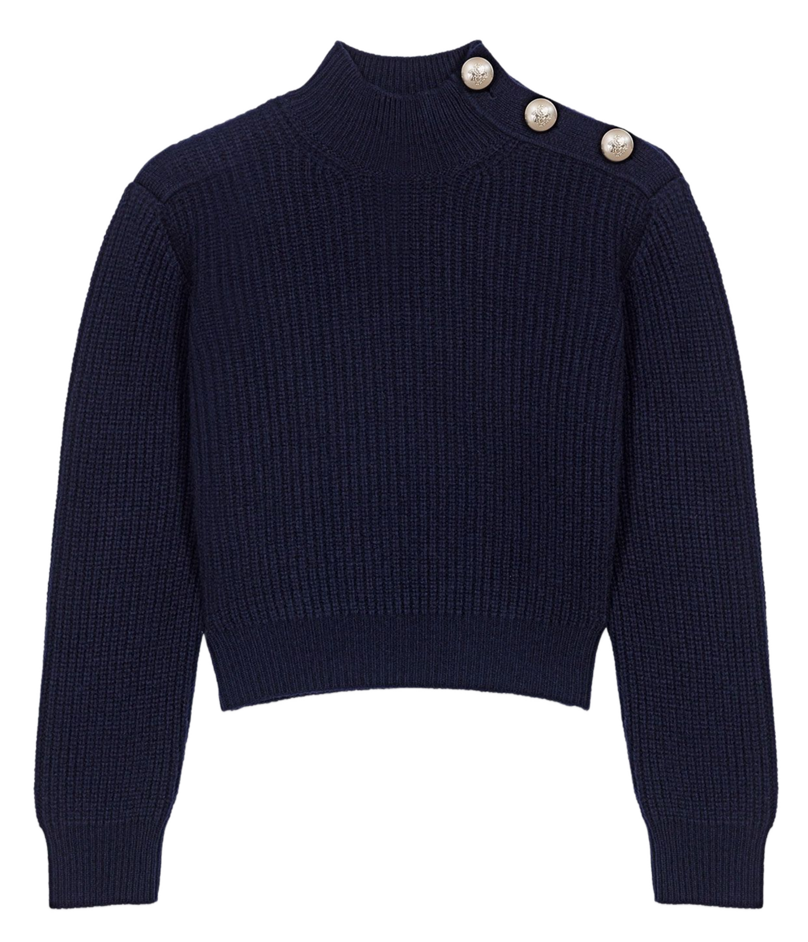 Pull col montant en laine MAJE Bleu