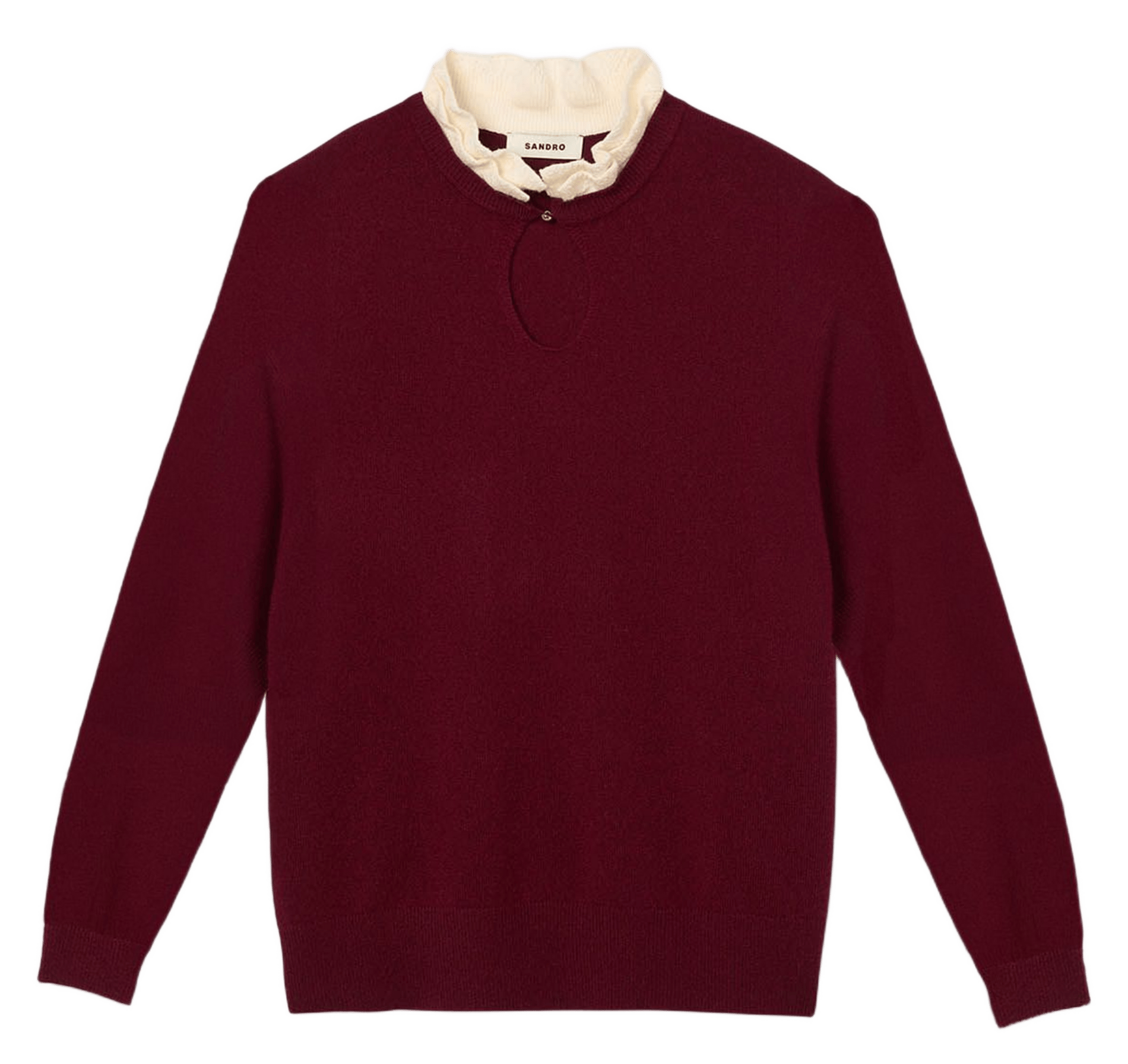 Pull col à volant en laine mélangée Rouge