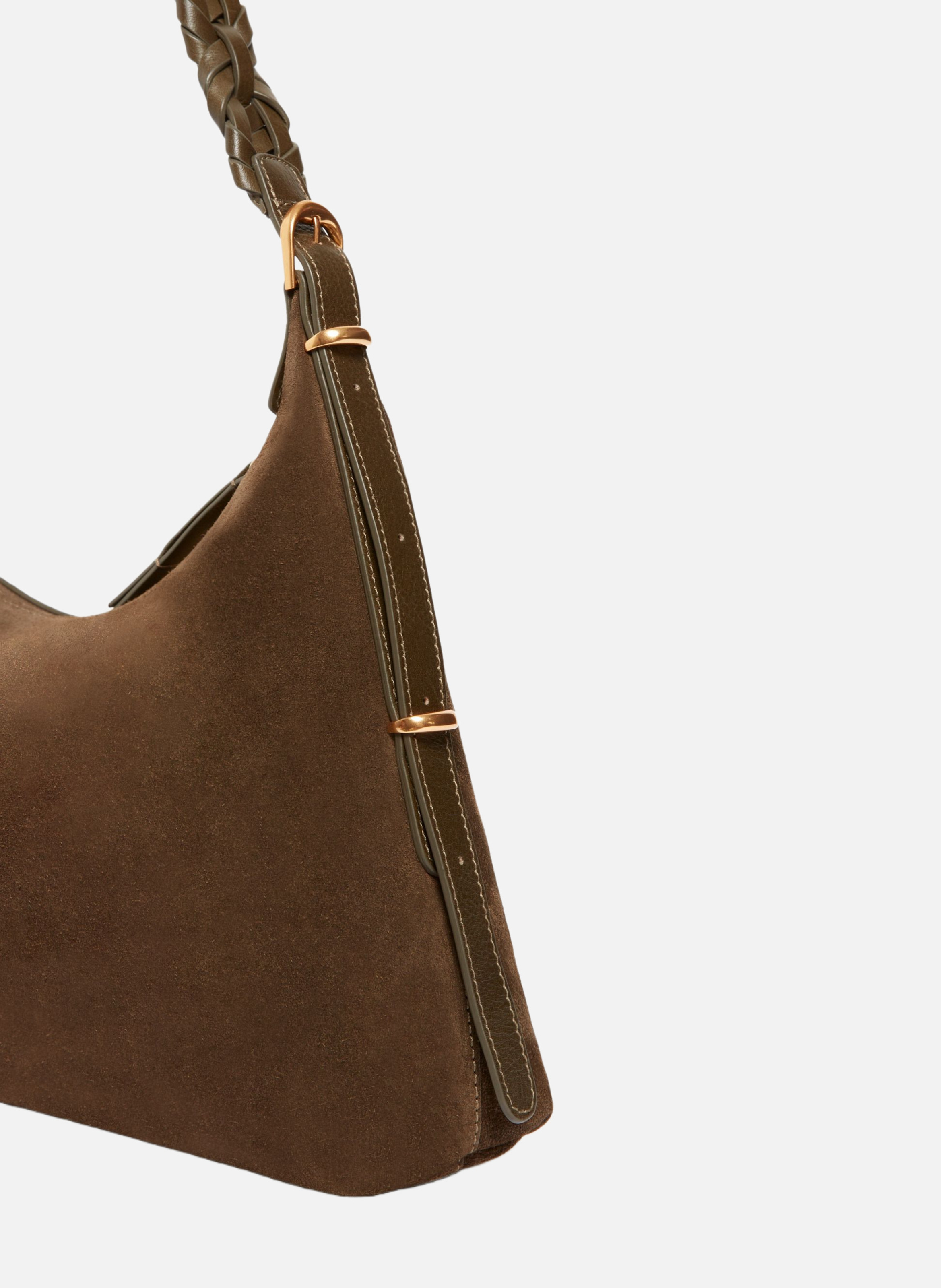 Petit sac hobo jess en cuir velours Vert