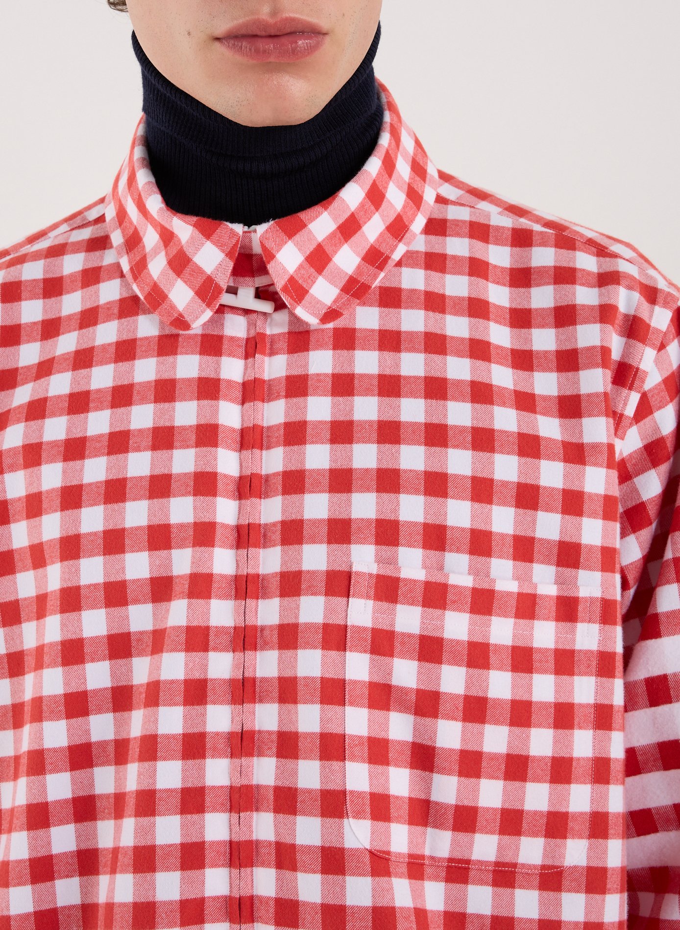 Straight checked cotton overshirt THOM BROWNE Red