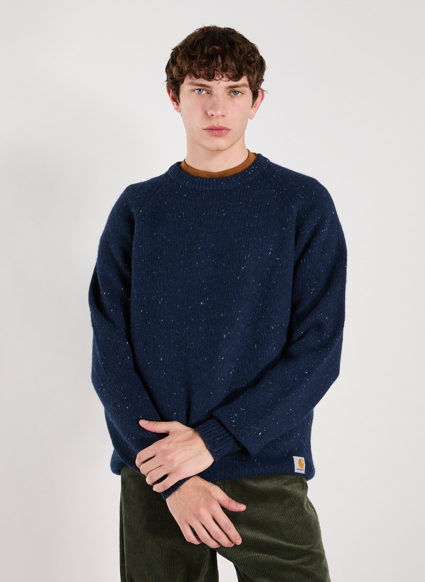 CARHARTT WIP Oversized wool and cotton blend sweater Blue