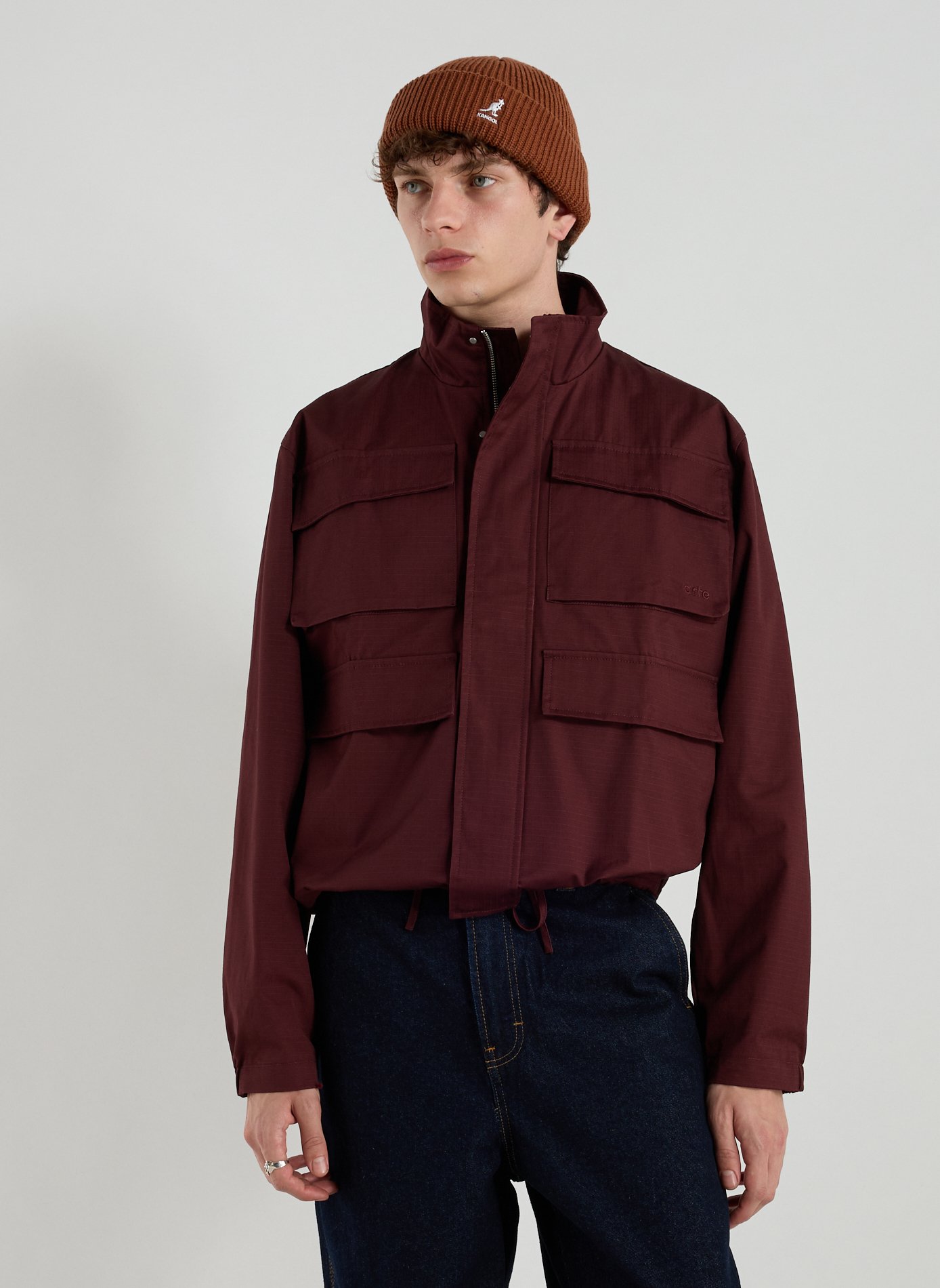 ARTE ANTWERP Blouson col montant en coton mélangé Rouge