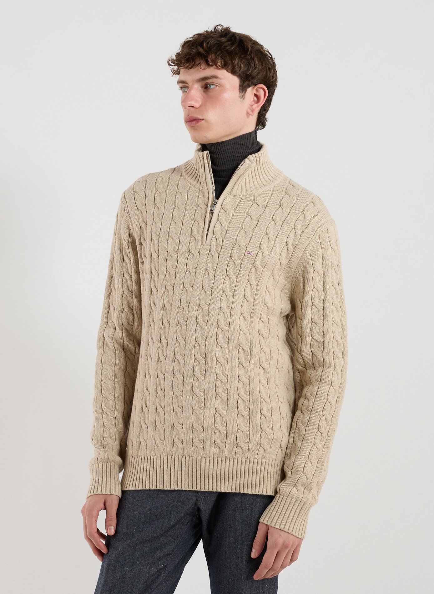 EDEN PARK Cotton zip-up jumper Beige