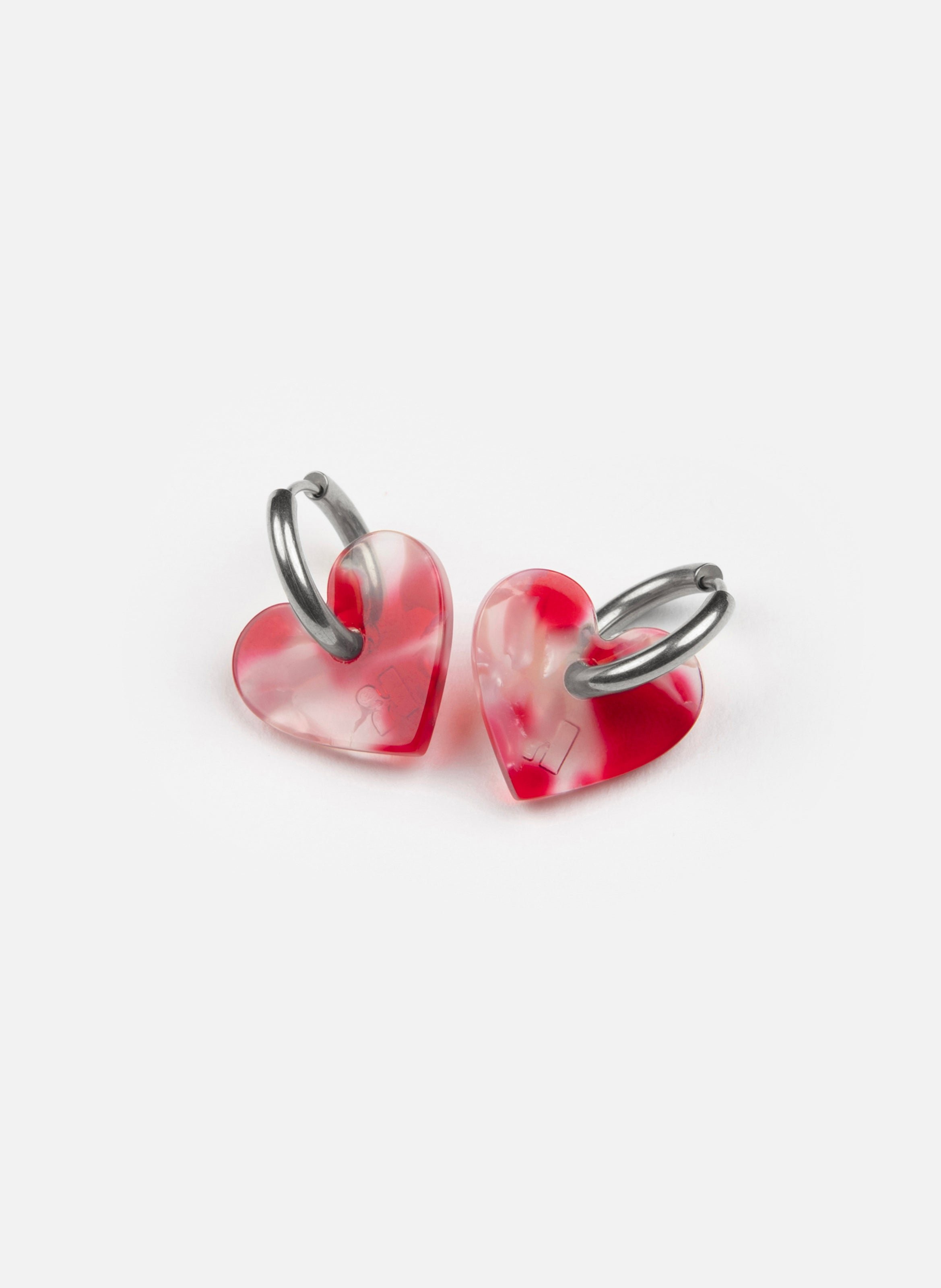 Boucles d'oreilles lova lova avec anneaux en acier inoxydable argenté KURAGE GINZA Rouge
