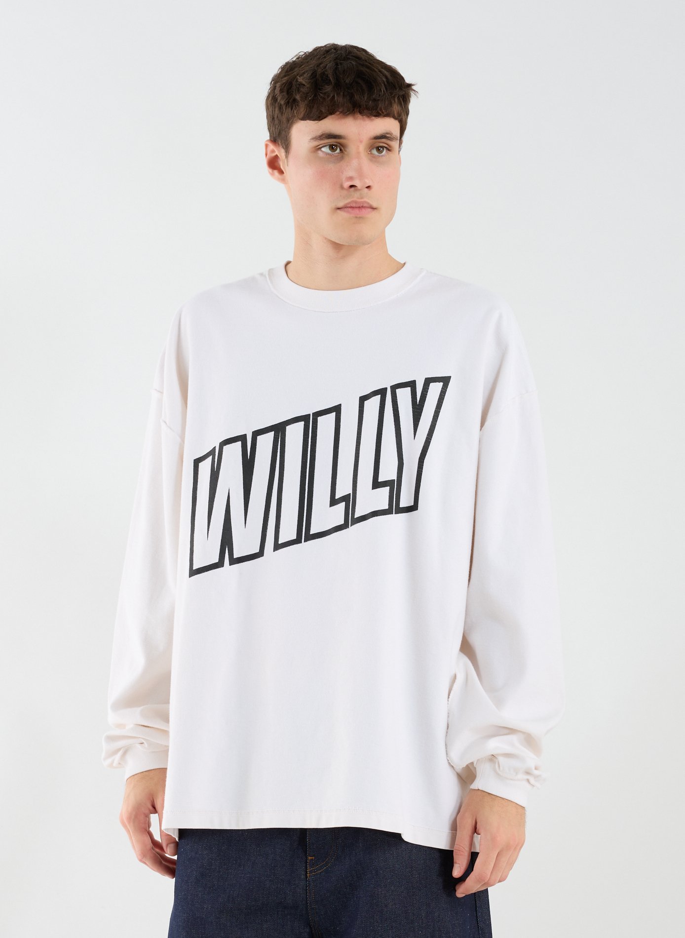 Pull large à col rond en coton WILLY CHAVARRIA Blanc