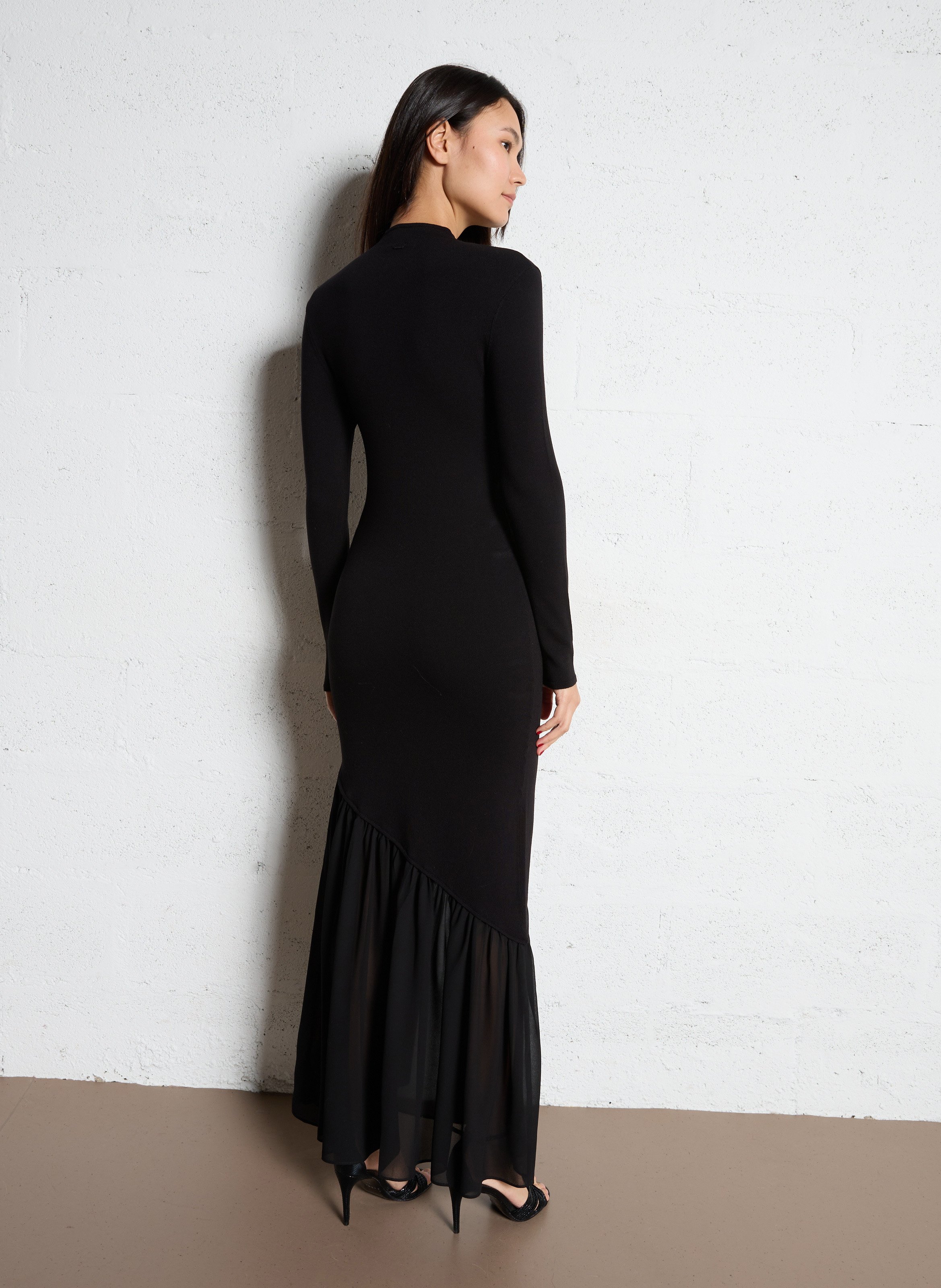 Robe longue bi-matière IKKS Noir
