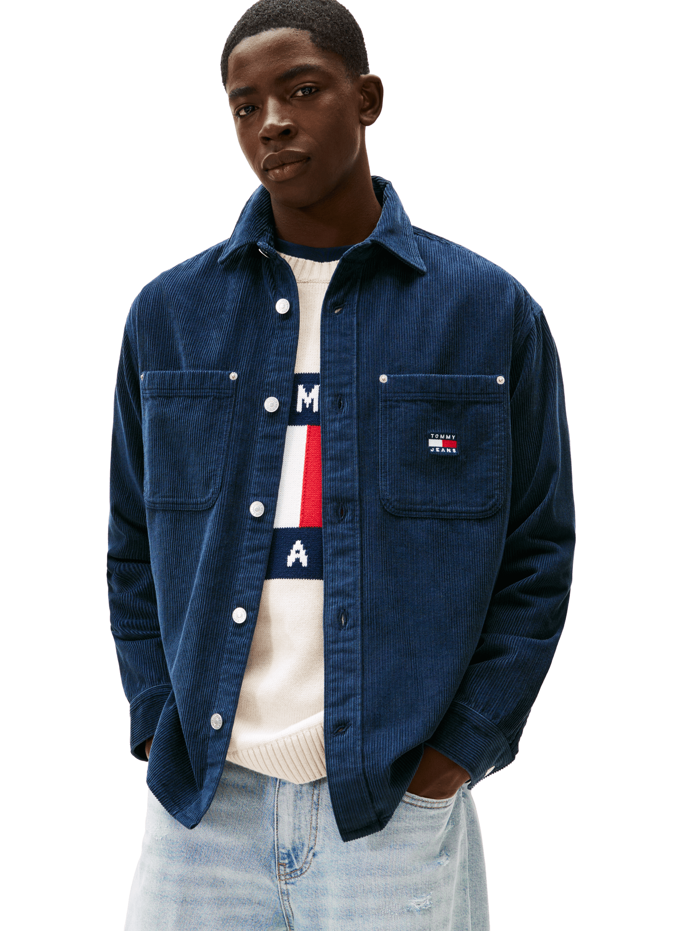 Cotton corduroy shirt TOMMY HILFIGER Blue