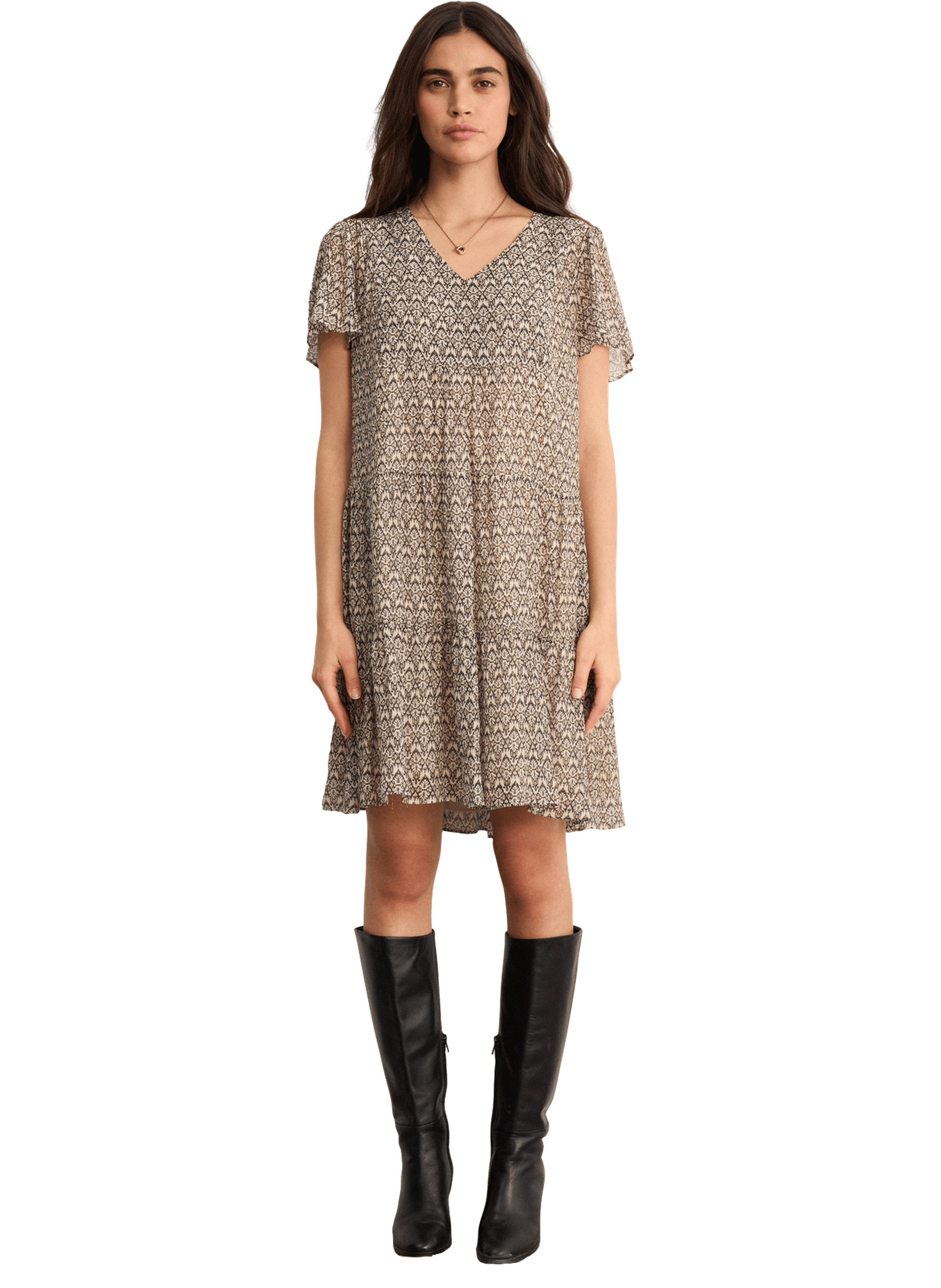 Robe courte imprimée - april PABLO Beige