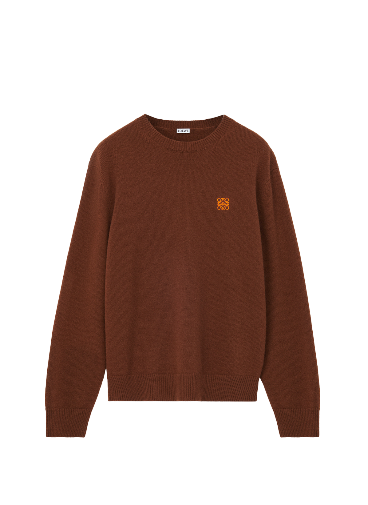 Pull droit brodé en laine LOEWE Marron