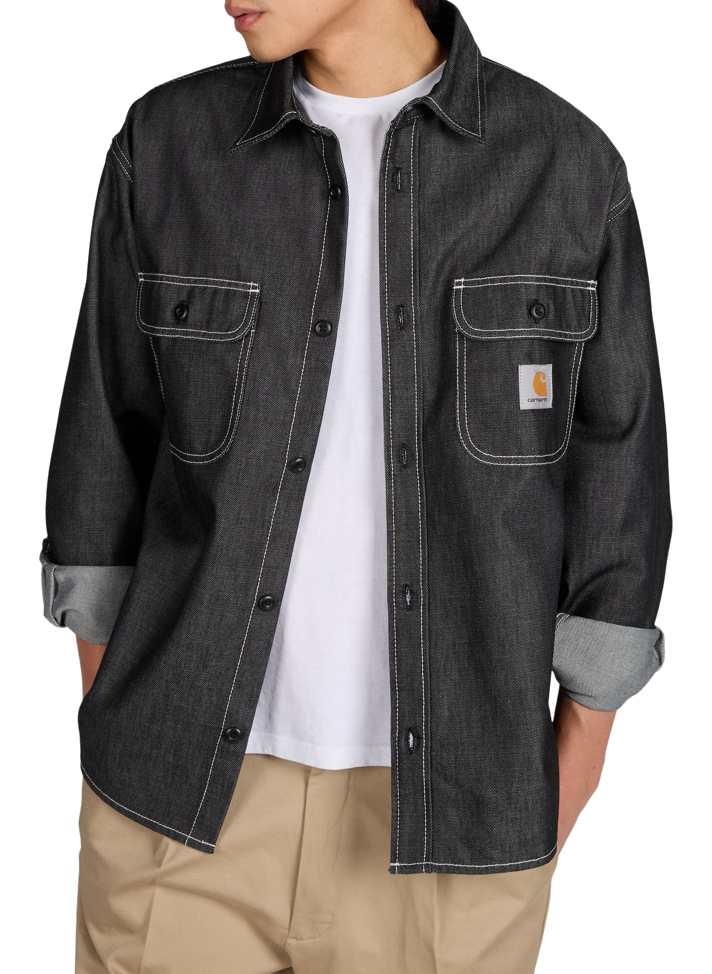 Oversized shirt with classic collar in blended cotton CARHARTT WIP Black