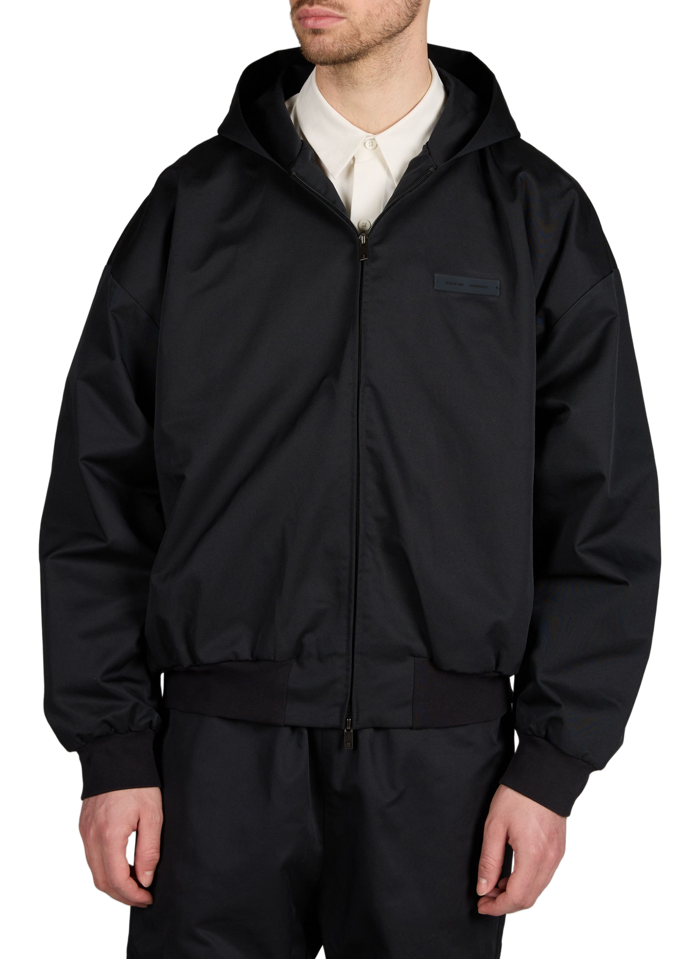 Oversized hooded cotton blend jacket FEAR OF GOD ESSENTIALS Black