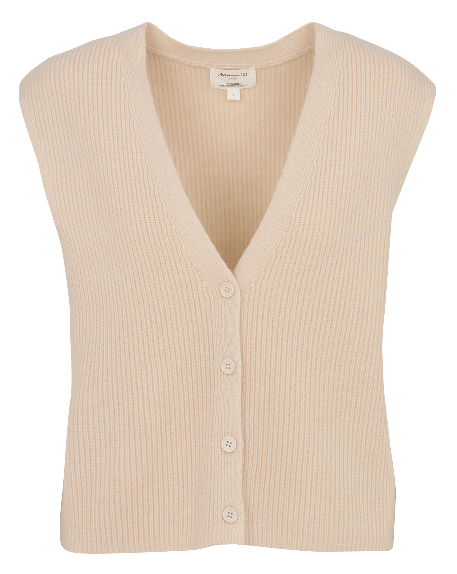 Gilet col v en laine paraty MAISON 123 Beige