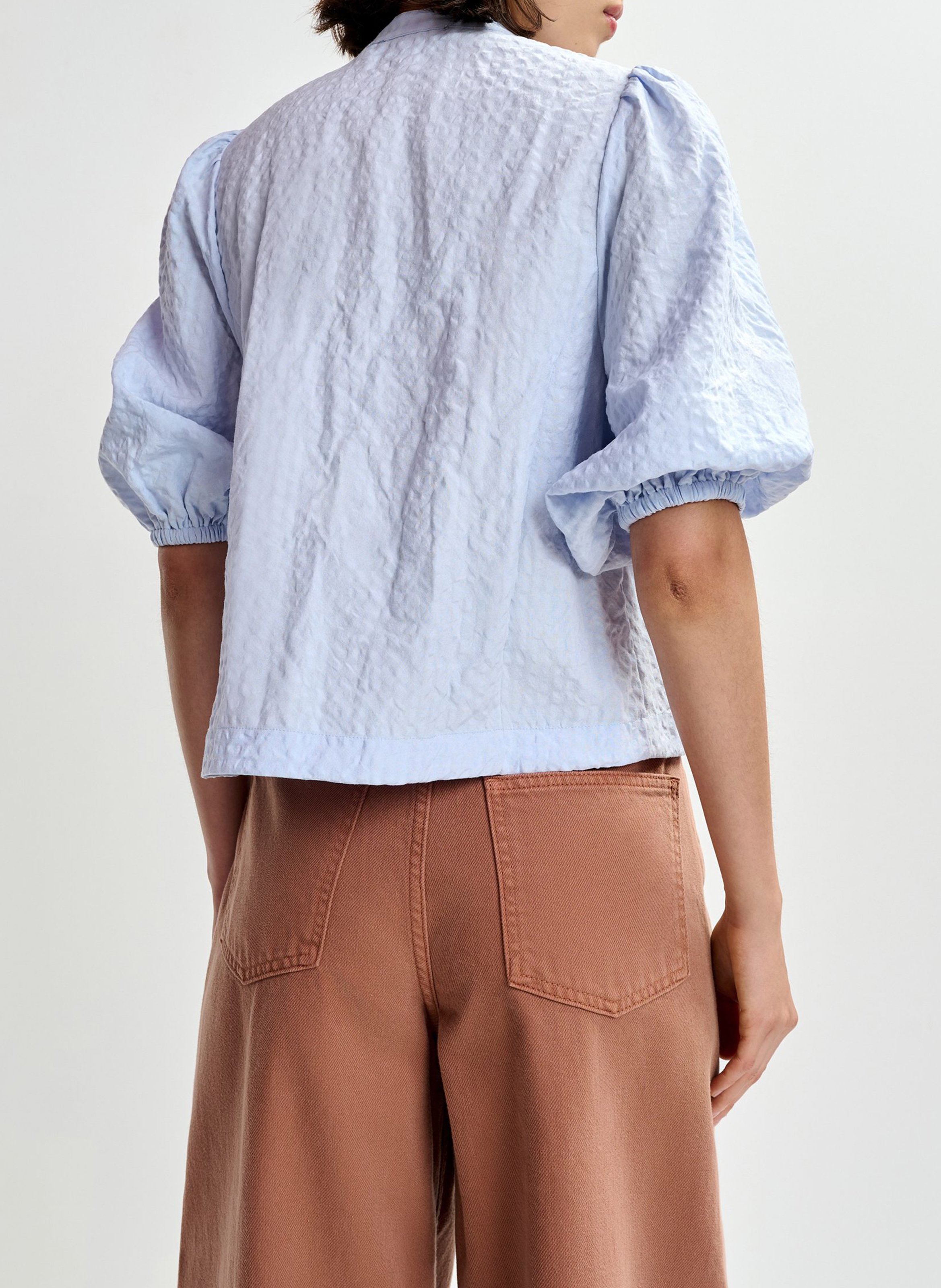 Chemise droite col rond brodée jaiden ESSENTIEL ANTWERP Bleu