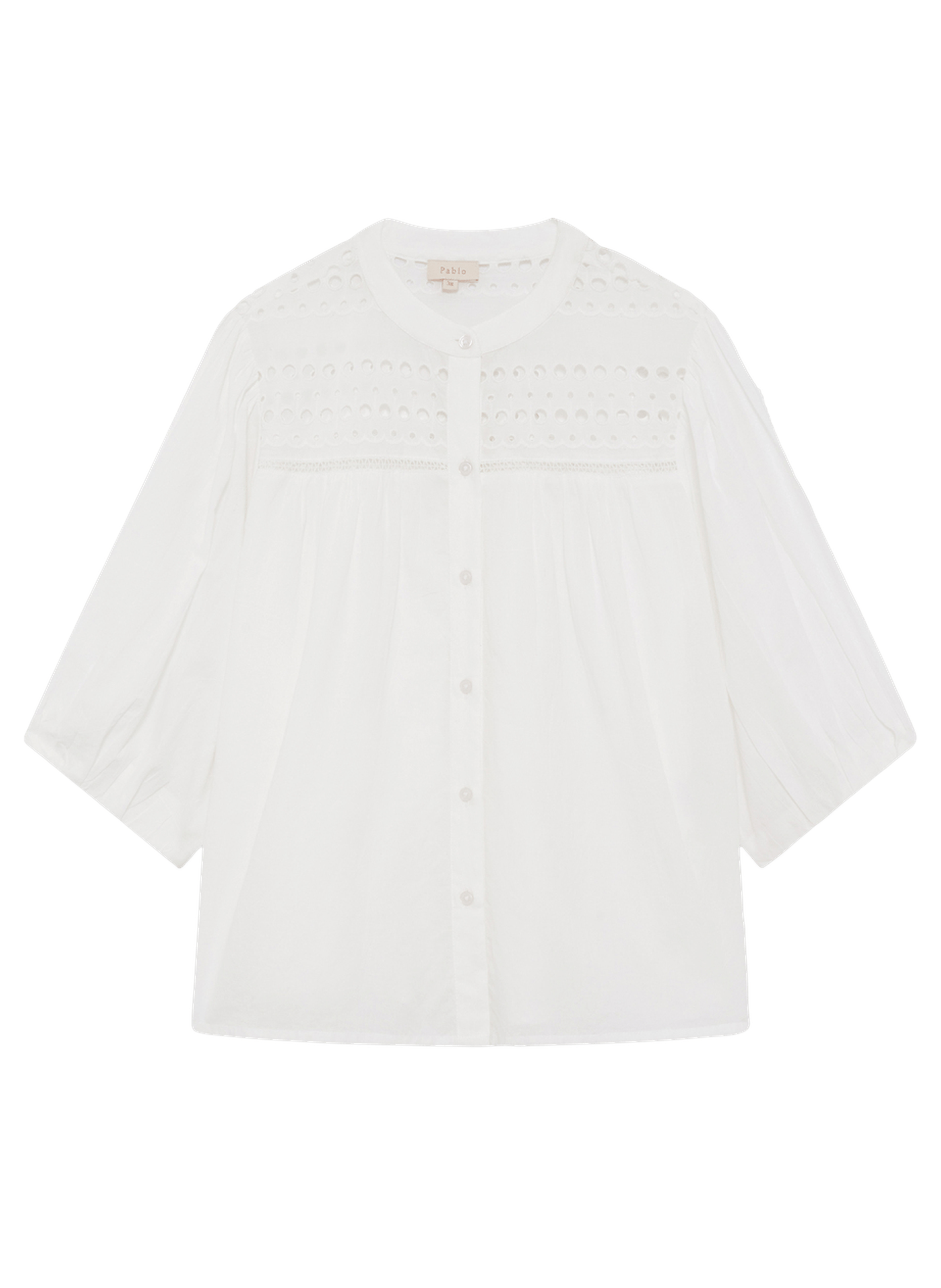 Chemise à motifs ajourés en coton mélangé - christy PABLO Blanc