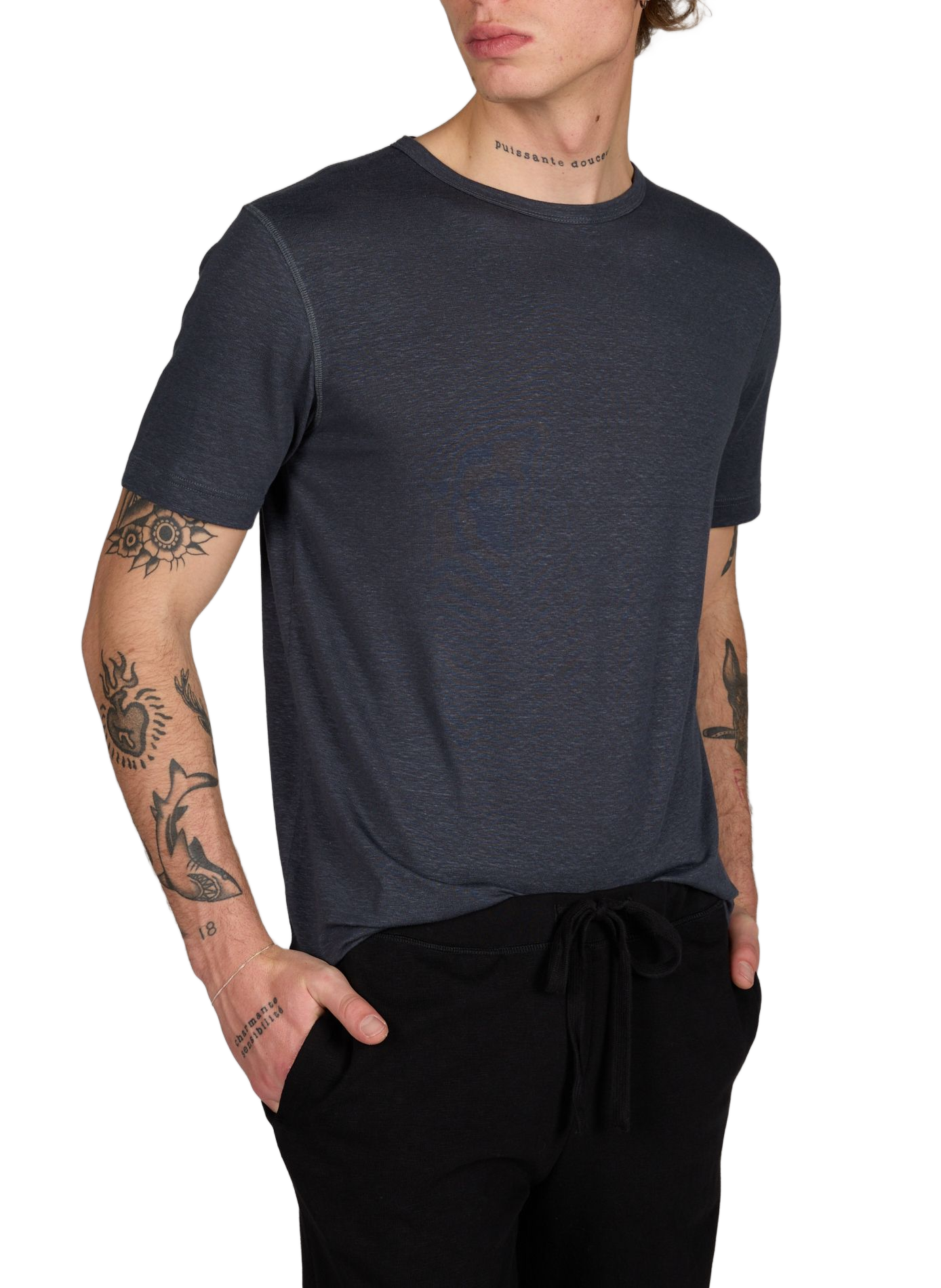 Straight linen blend t-shirt CLOSED Black
