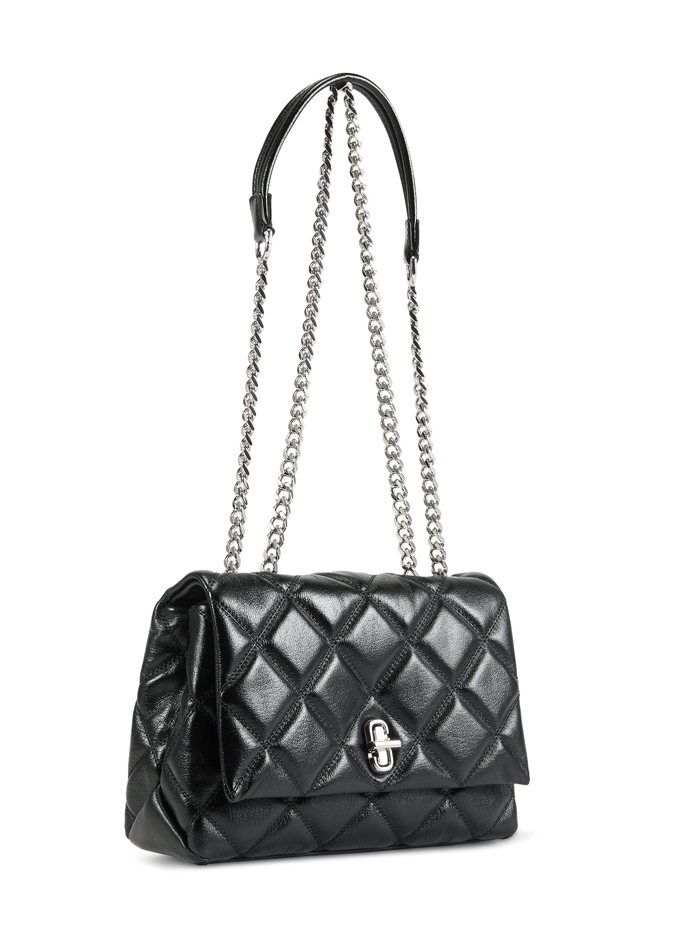 Sac à main à double chaîne en cuir MARC JACOBS Noir