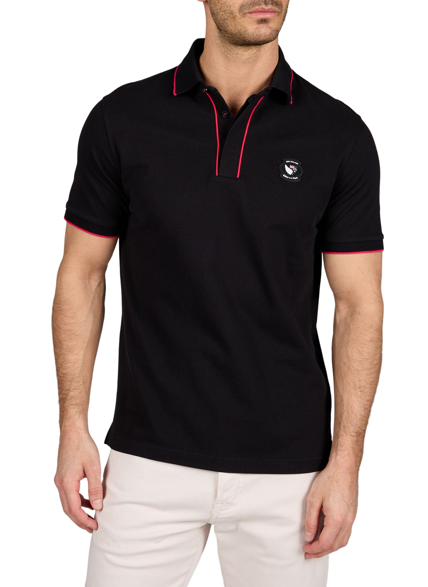 Straight fit short-sleeve polo EDEN PARK Black