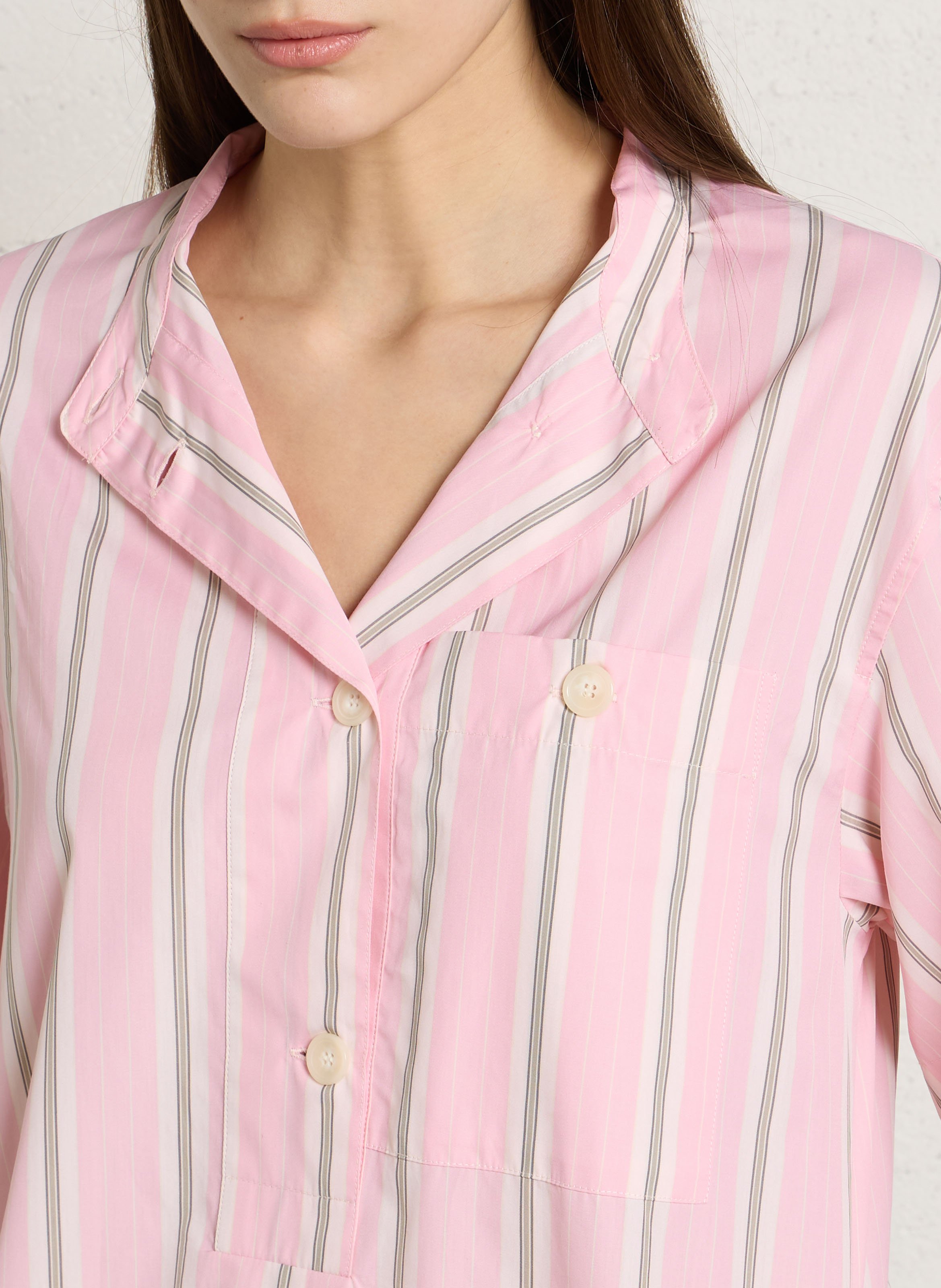 Robe longue col rond en coon ilya SOEUR Rose