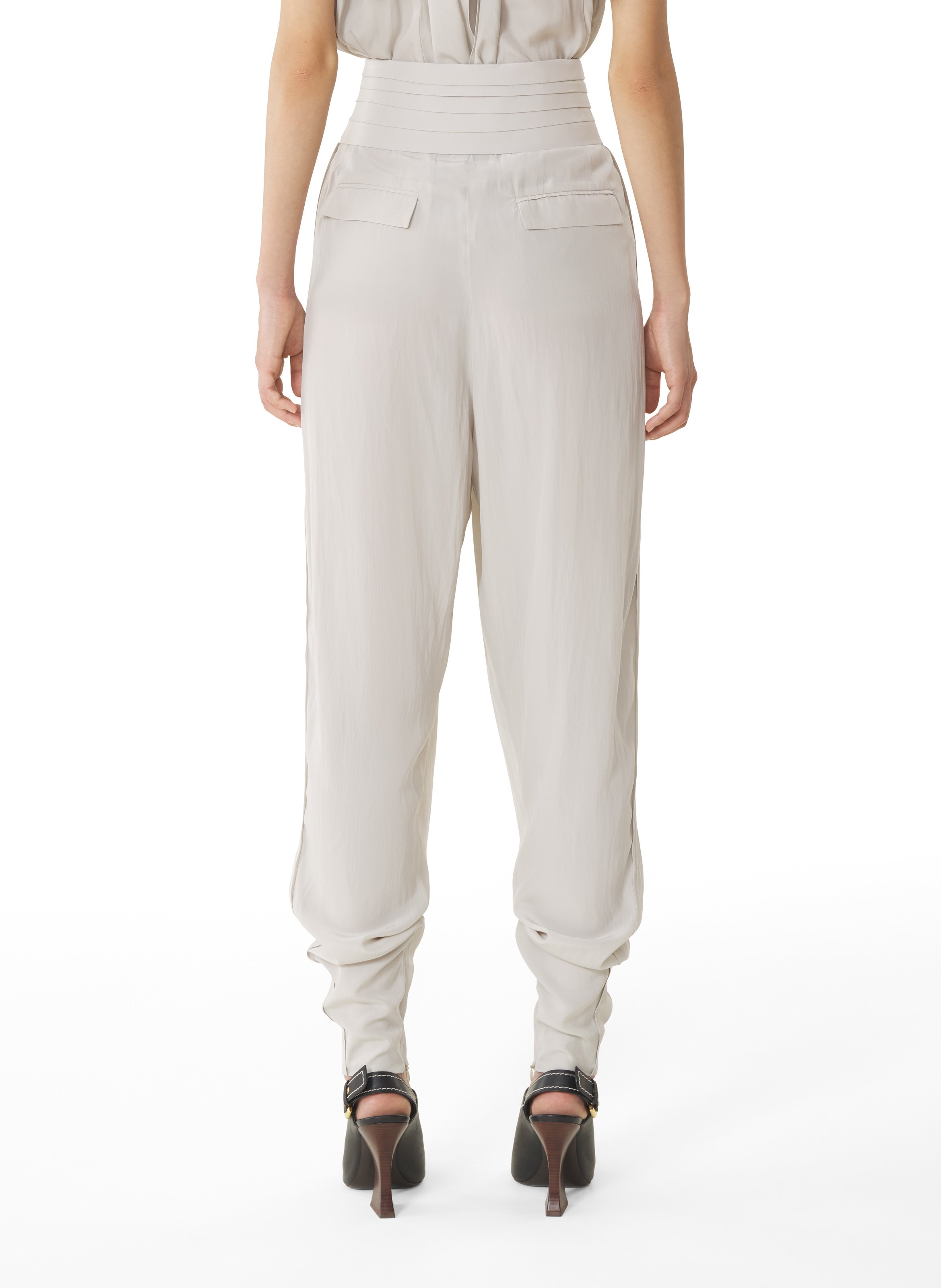Pantalon drapé en charmeuse LANVIN Blanc
