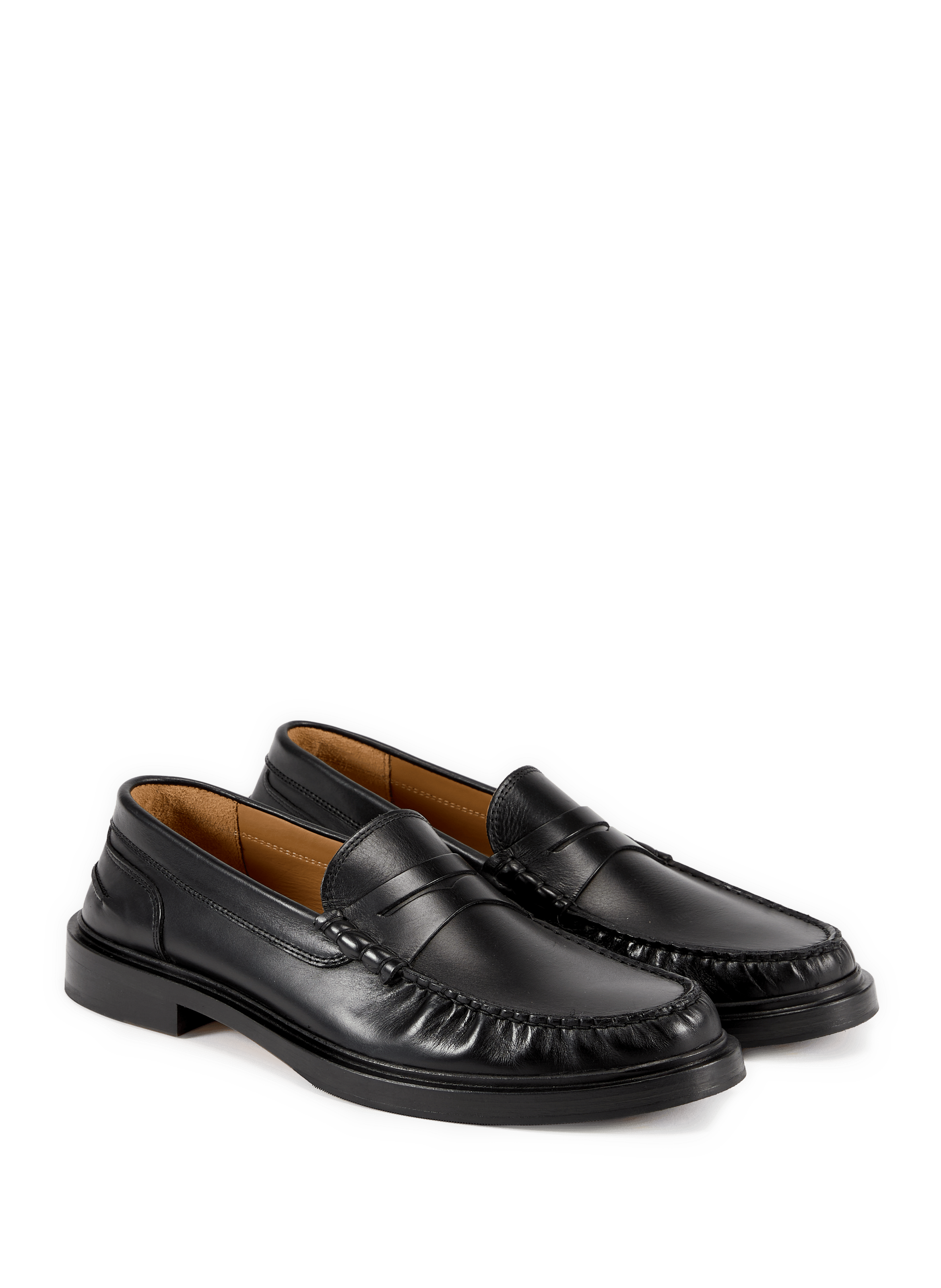 Pleated leather Allen moccasins BOBBIES Black