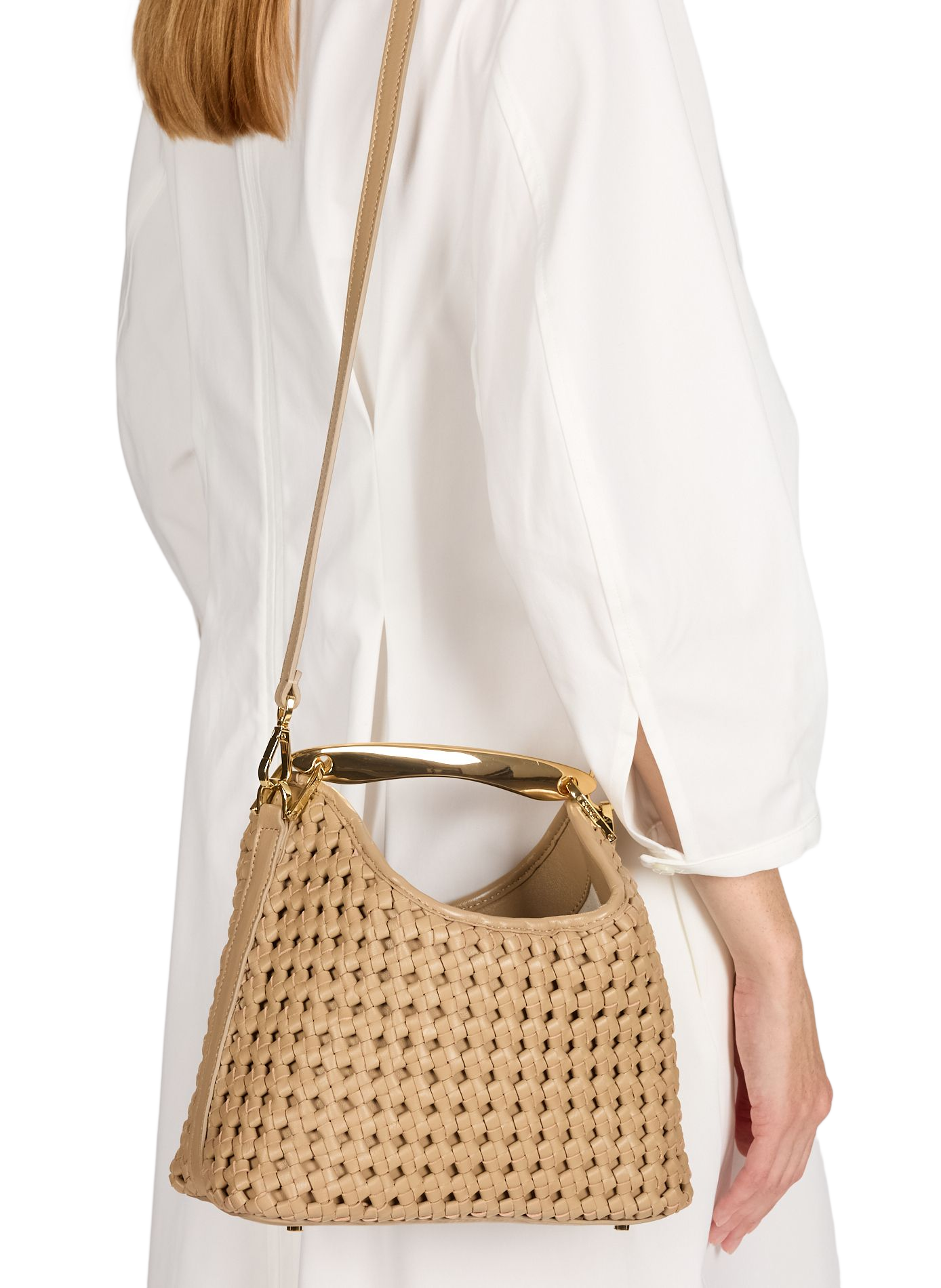 Woven leather Boomerang handbag ELLEME Beige