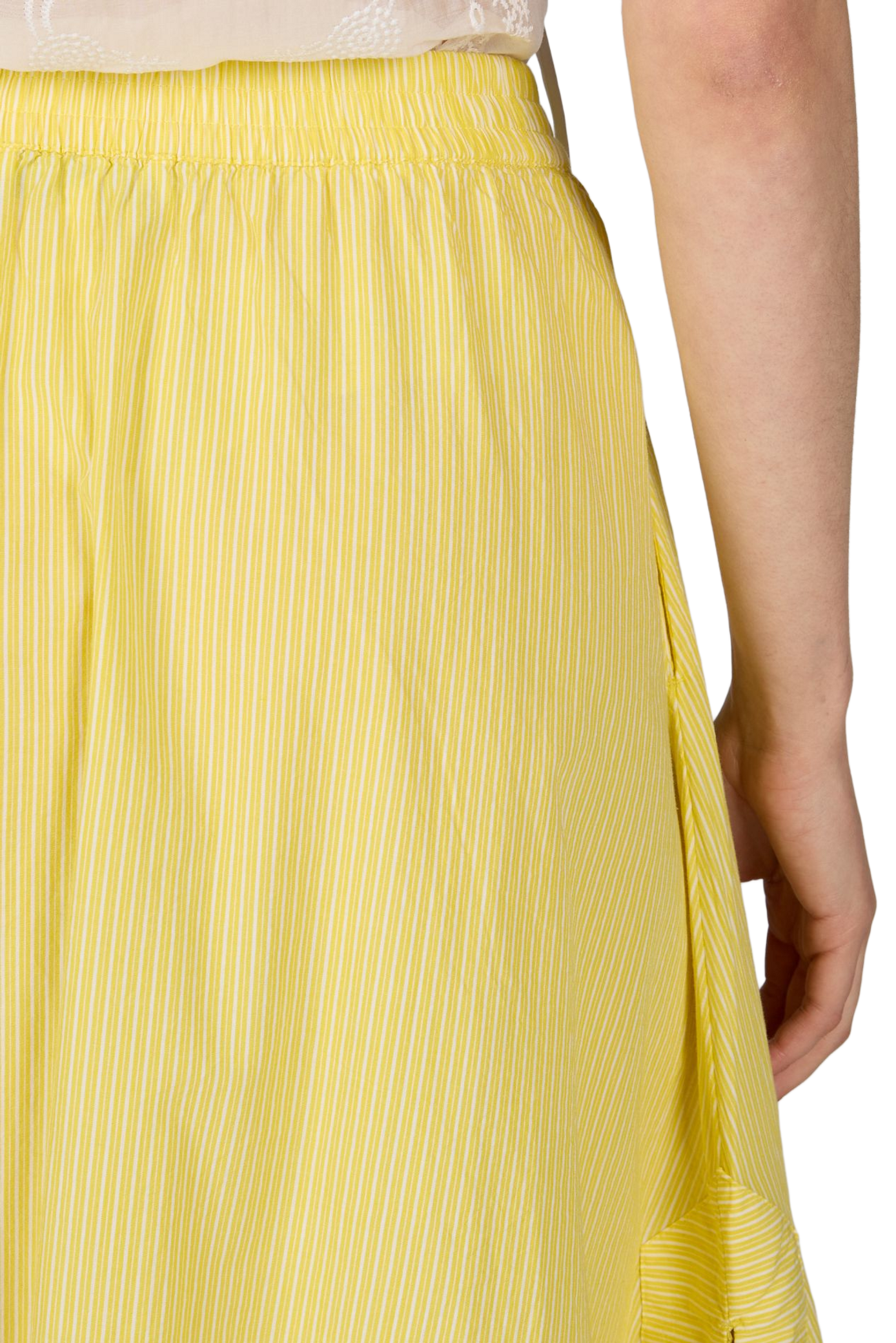 Flared Striped Cotton Skirt | Yellow ROUGE EDIT Women