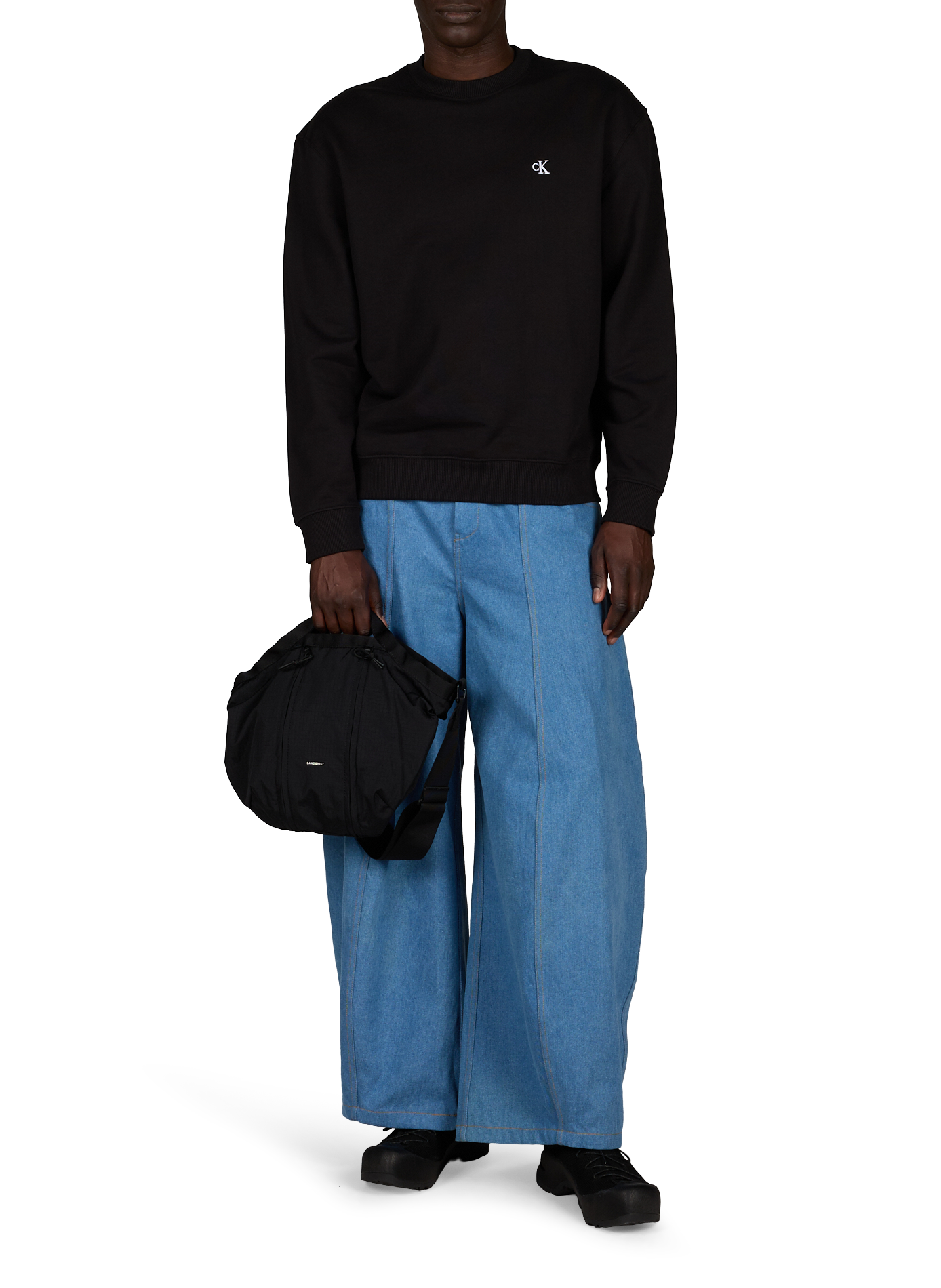 Straight logo cotton sweatshirt CALVIN KLEIN Black