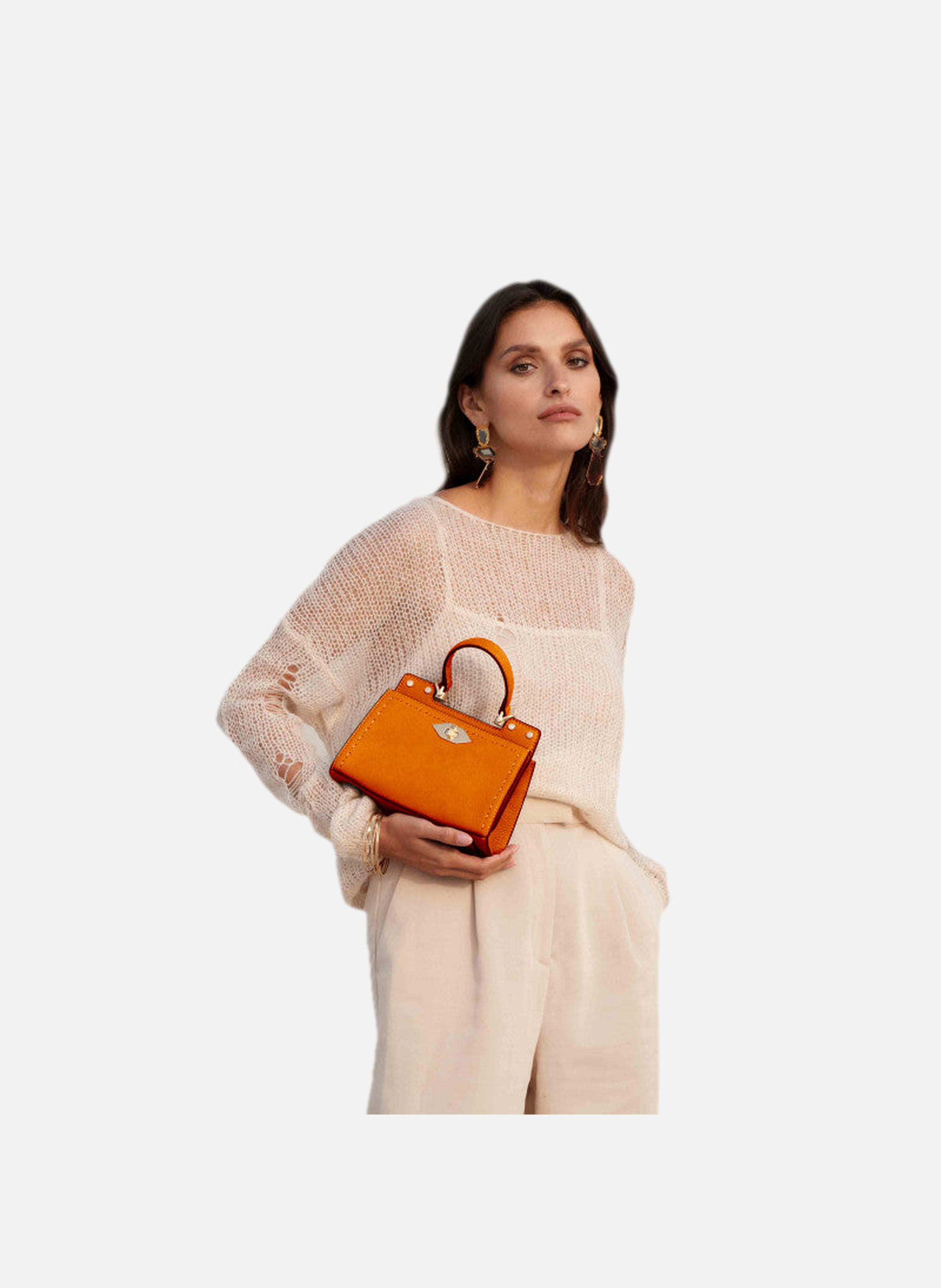 Trianon | sac à main micro en cuir de vachette POURCHET Orange