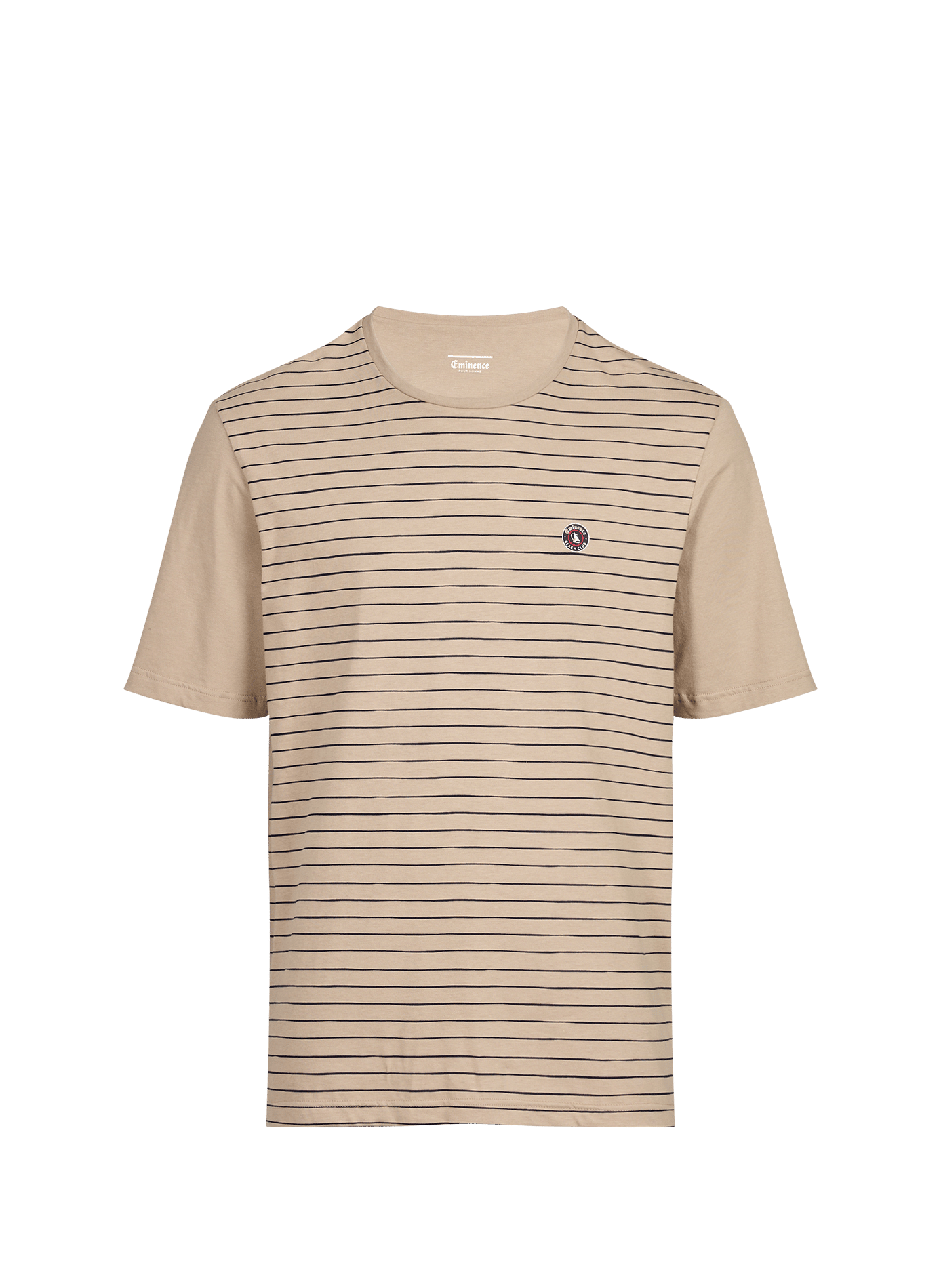 Ensemble de pyjama court à haut rayé en coton EMINENCE Beige